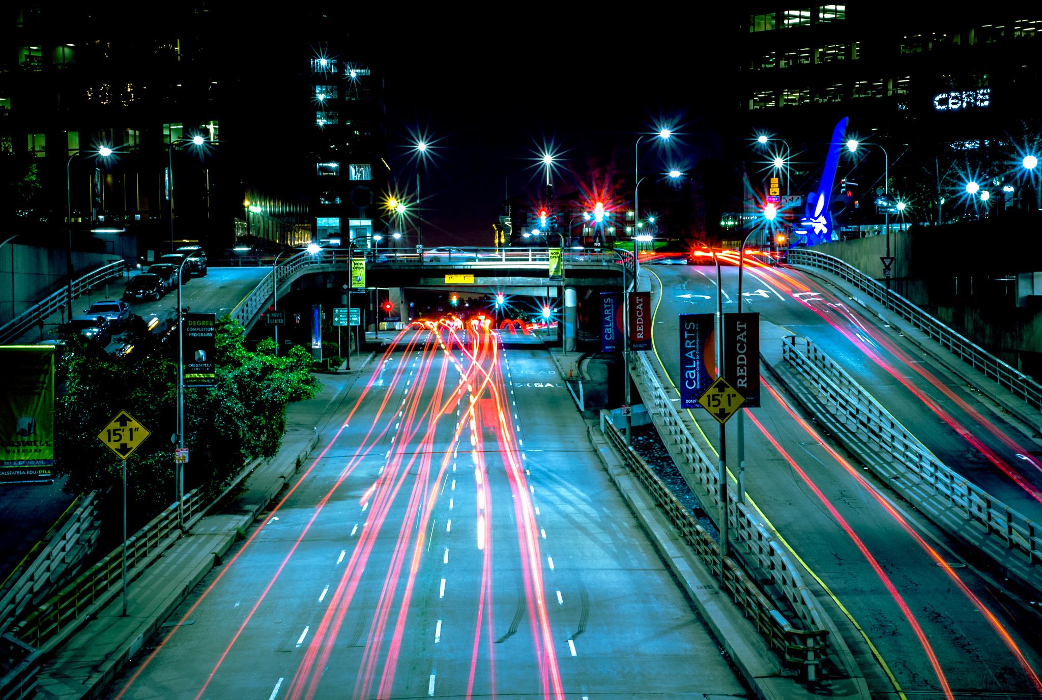 DTLA looking at upper and lower Grand Ave r/LosAngeles