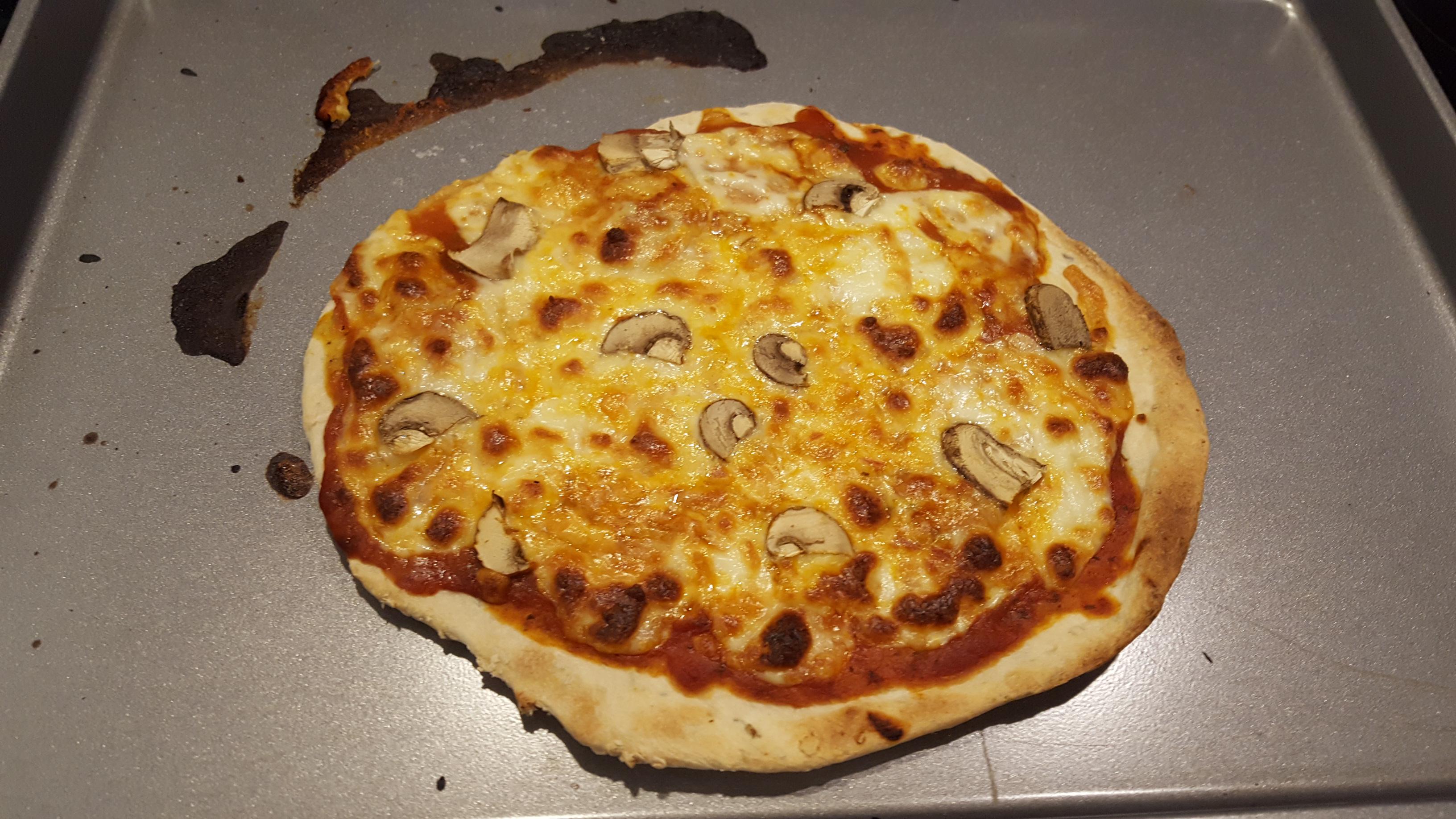 My first pizza! I put rosemary and garlic powder in the crust 😸 r/Pizza