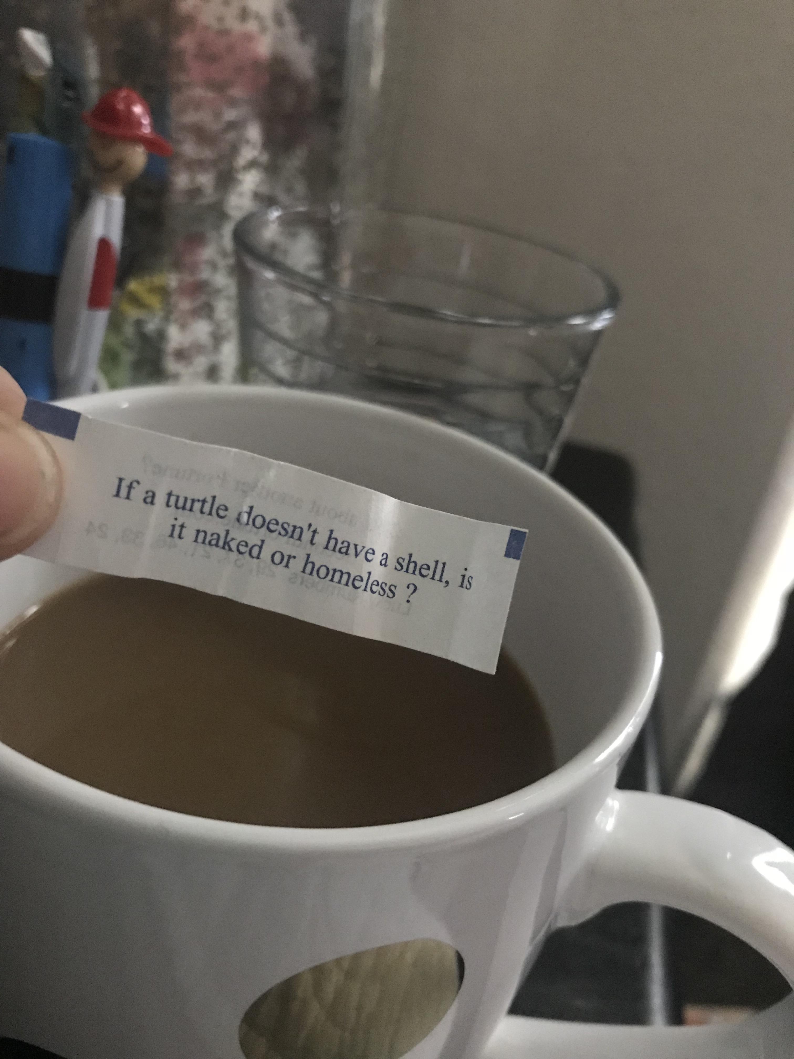 Sick in bed. Oldest makes me coffee. Middle child brings me this