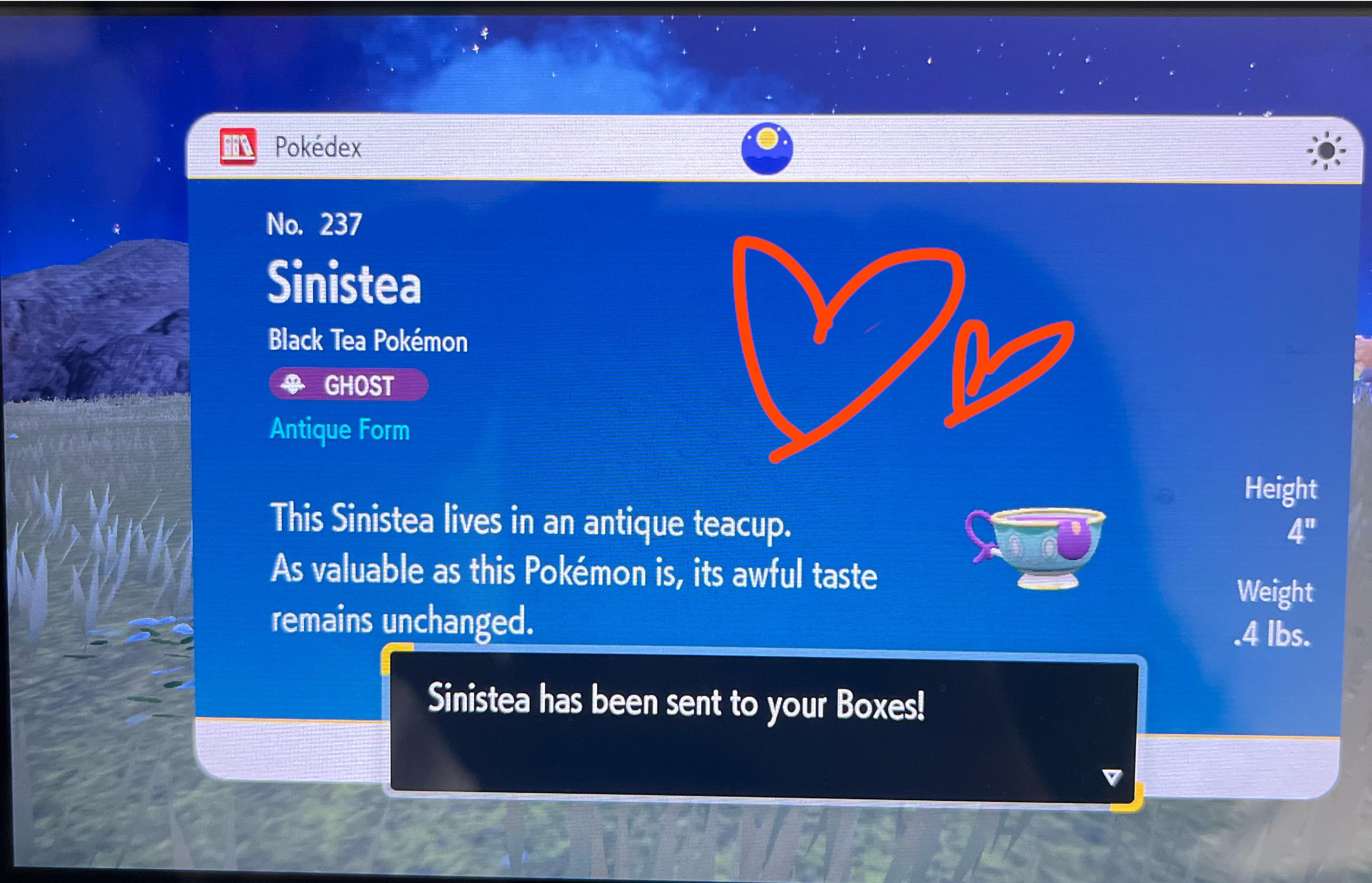 Was so totally ready to buckle down and catch a billion Sinistea