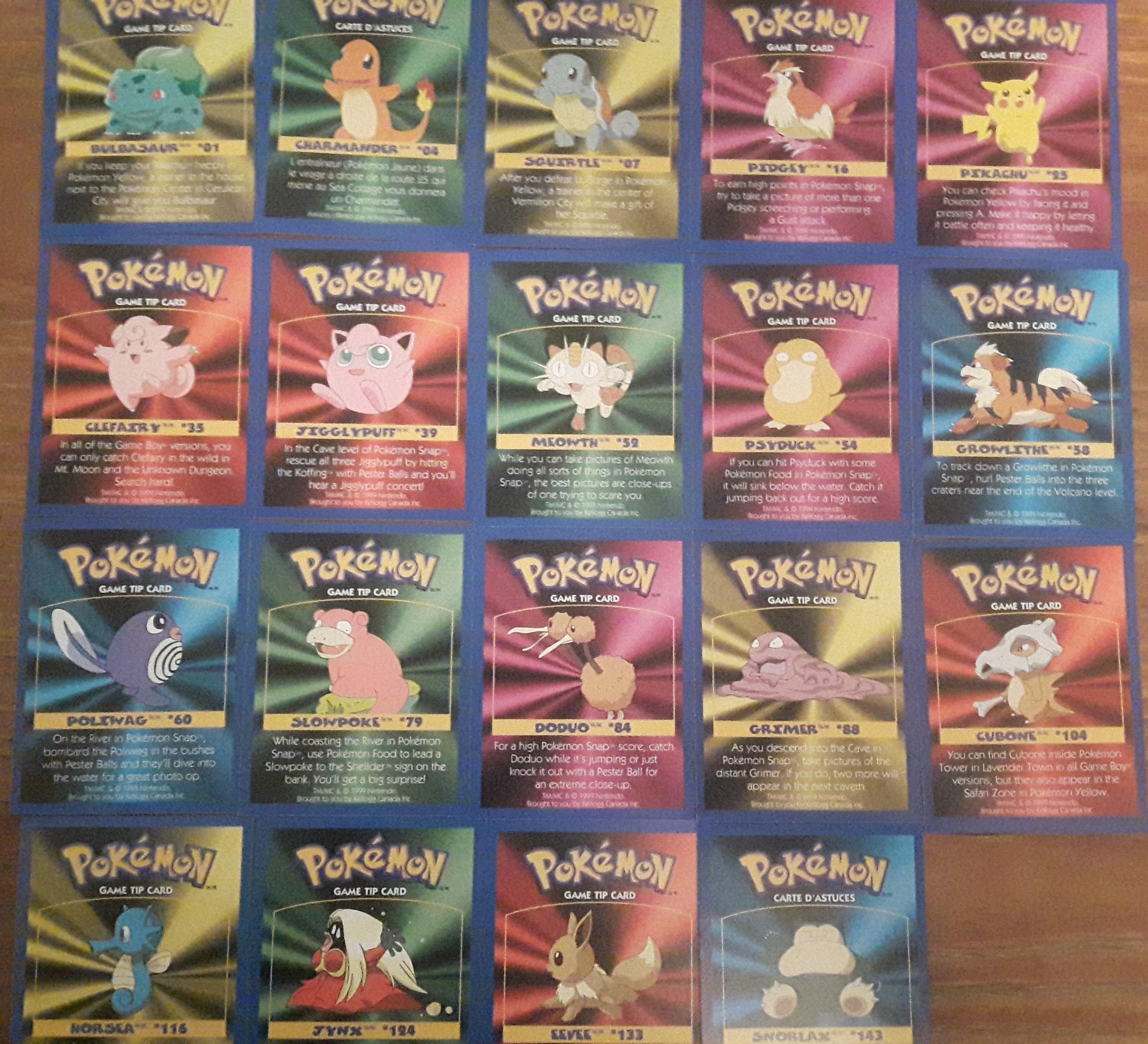 1999 Kellogg's Cereal Box Pokemon Set (Canada only?) r/pkmntcgcollections