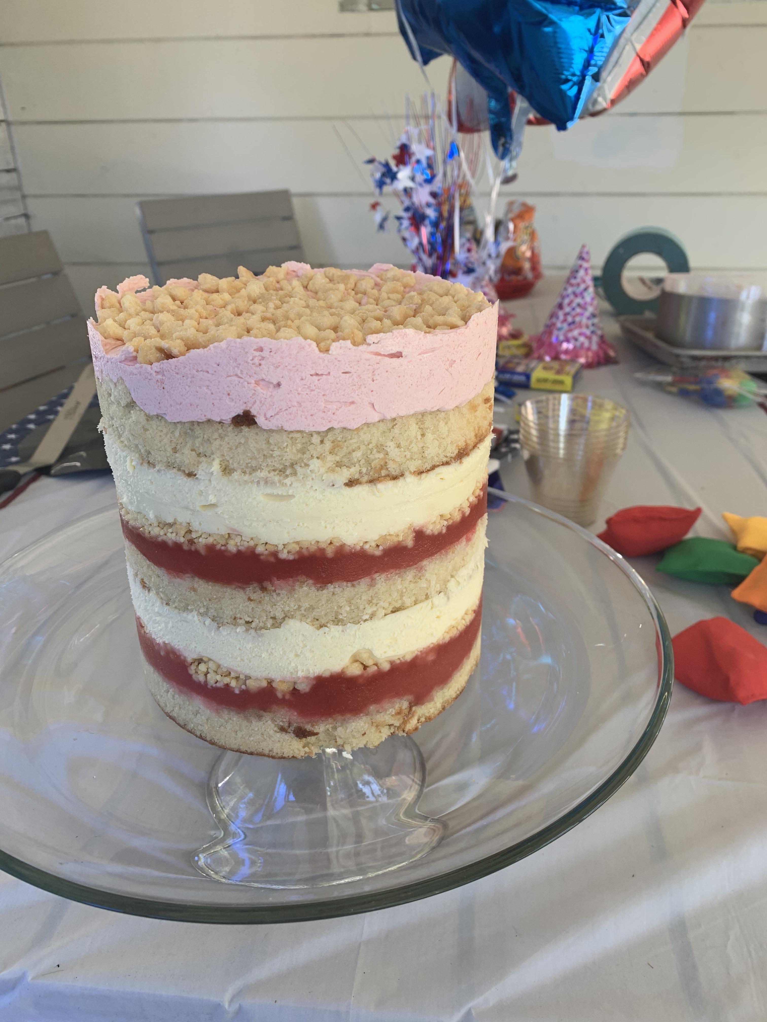 My daughter shares her birthday with America. Milk Bar strawberry lemon cake. It took us almost