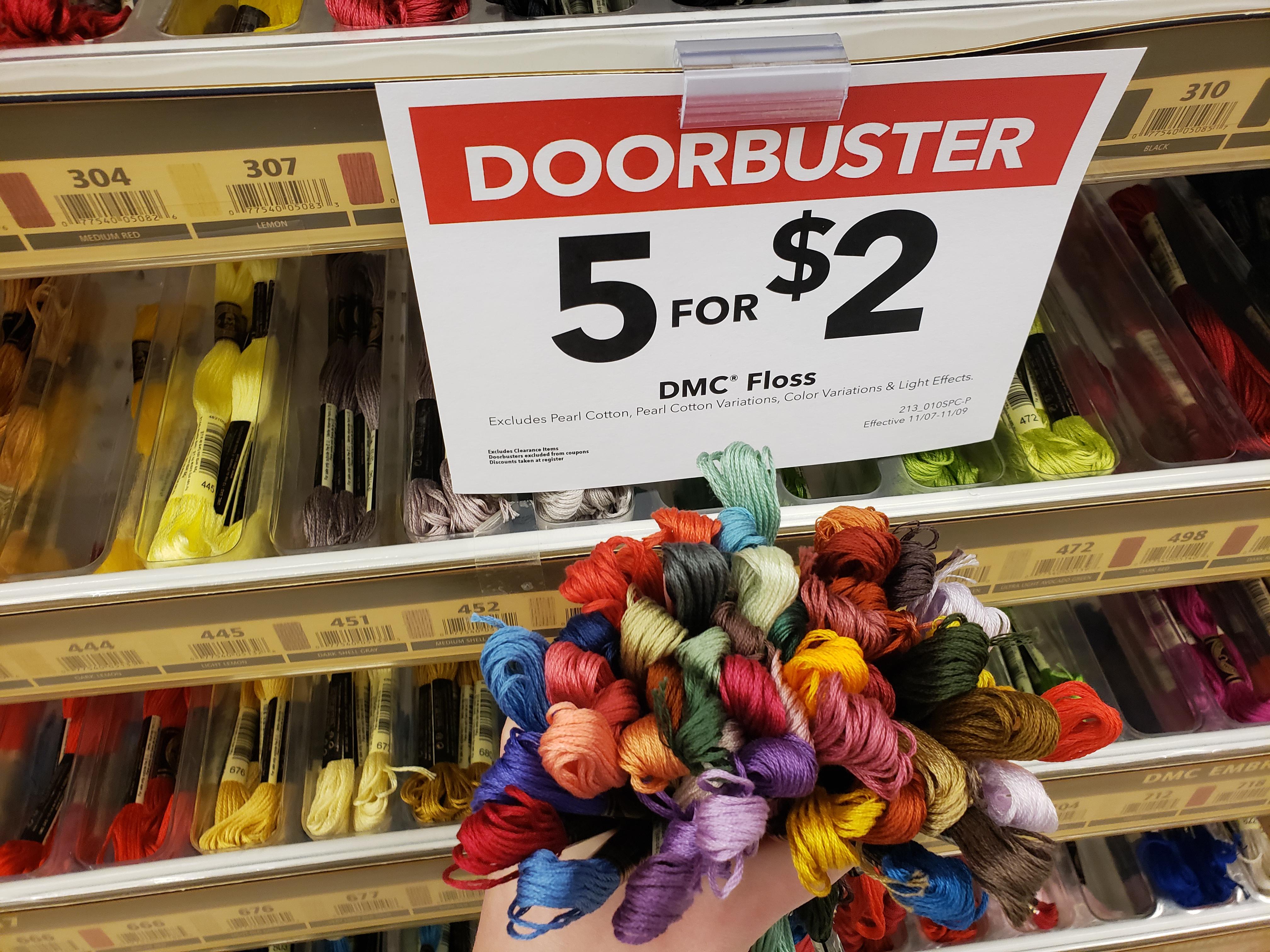 Doorbuster sale at Joann's until 11/9! 5 for 2 on DMC embroidery floss
