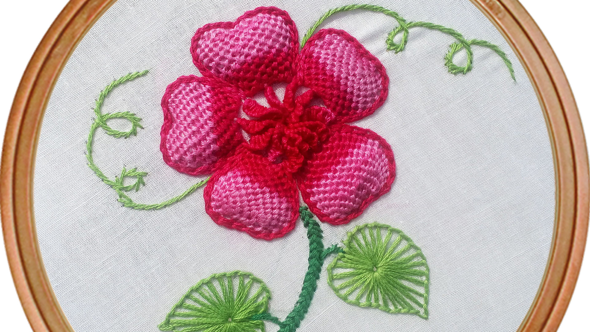 Hand embroidery flower with paded lace stitch. r/Embroidery