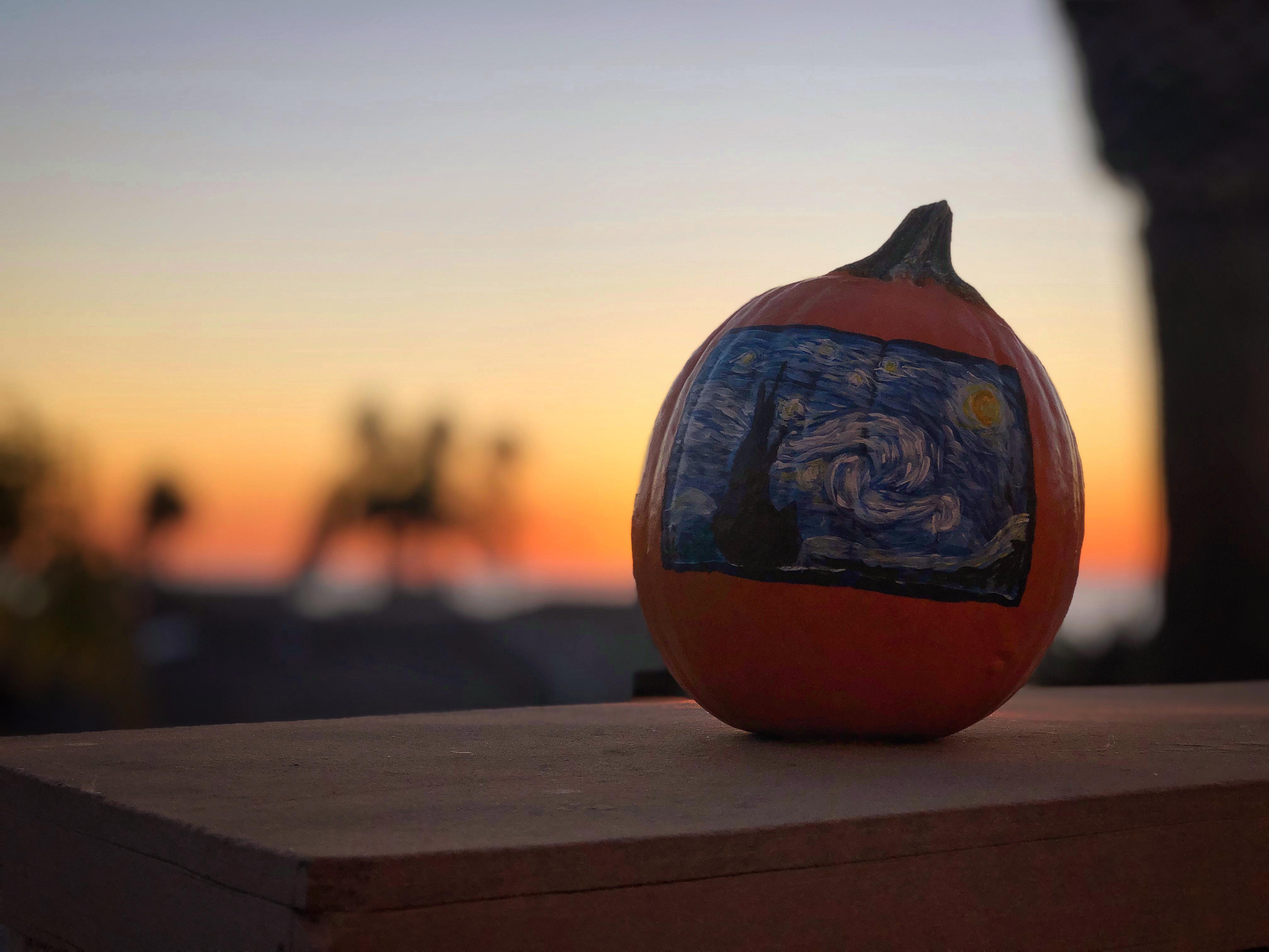 ITAP of a pumpkin painted w/ the starry night itookapicture