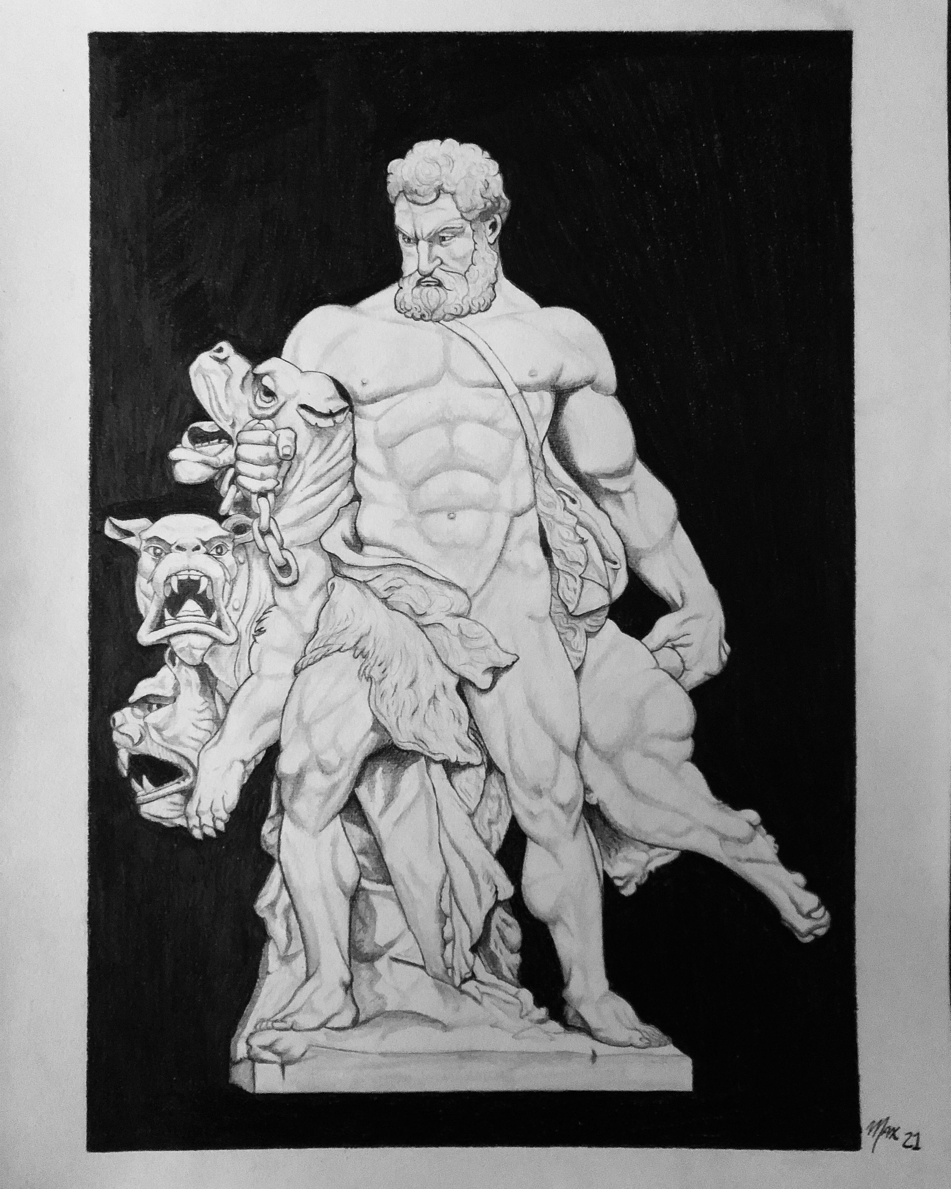 Hercules And Cerberus, Me, Graphite, 2021 : R/Art 3780_x_3024_jpg