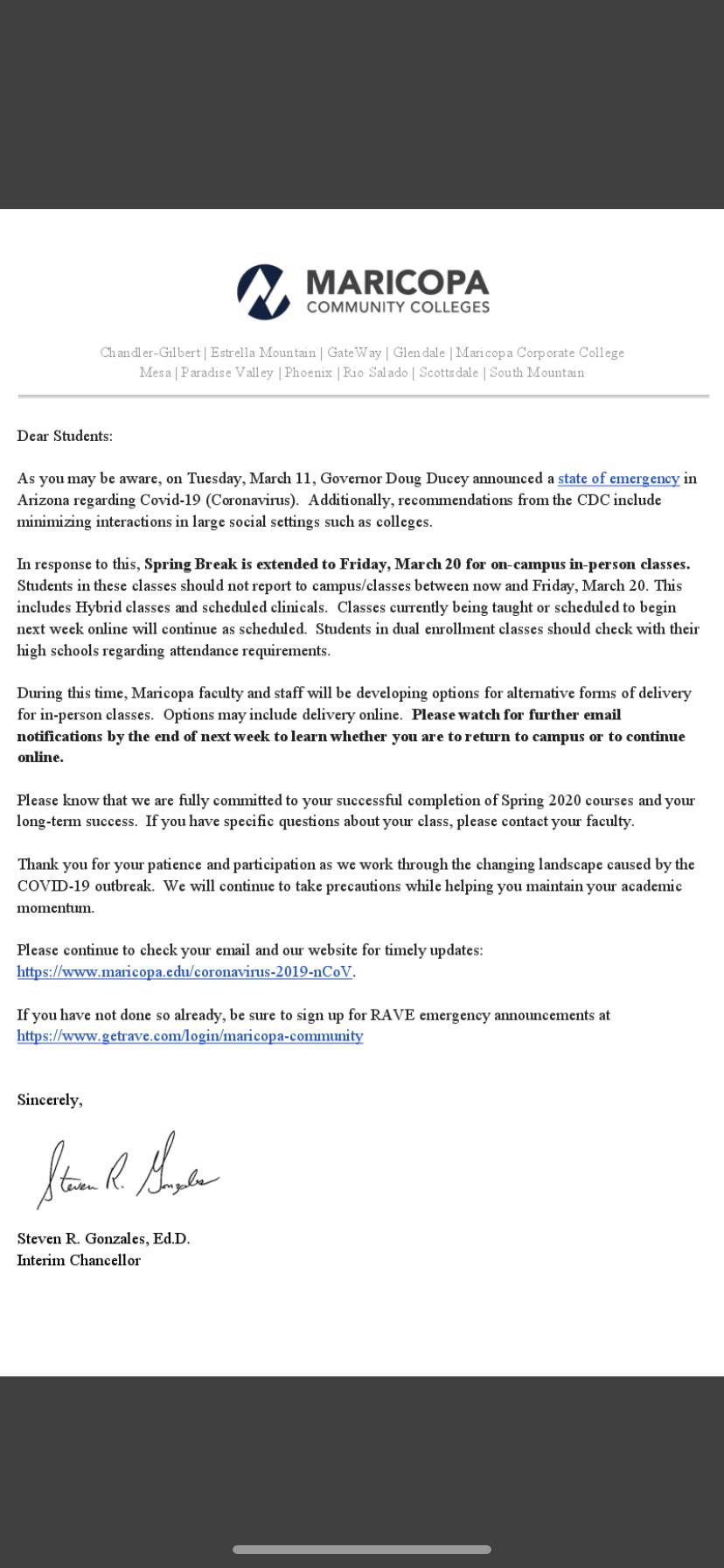 Maricopa Community Colleges extending spring break arizona