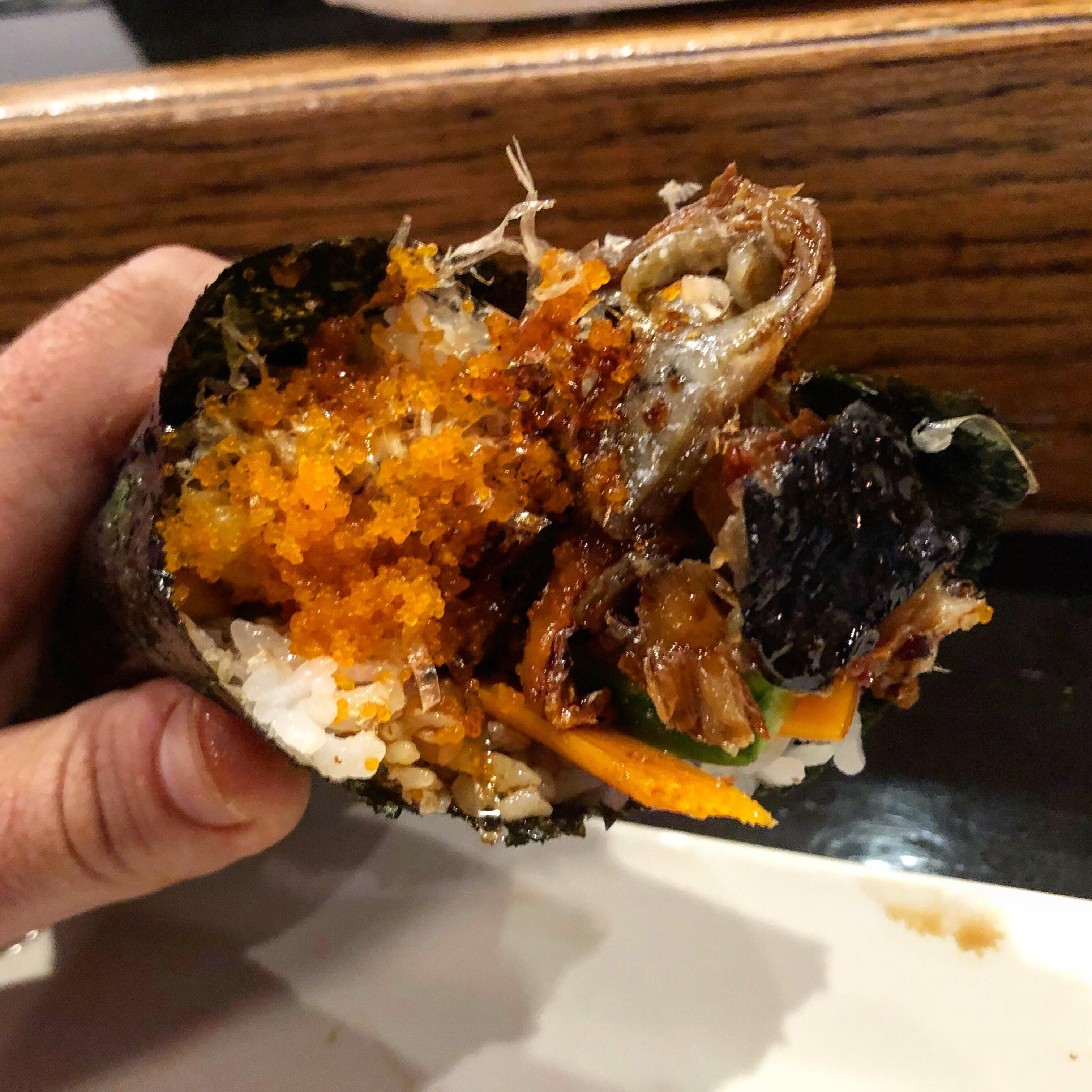 Salmon skin handroll r/sushi