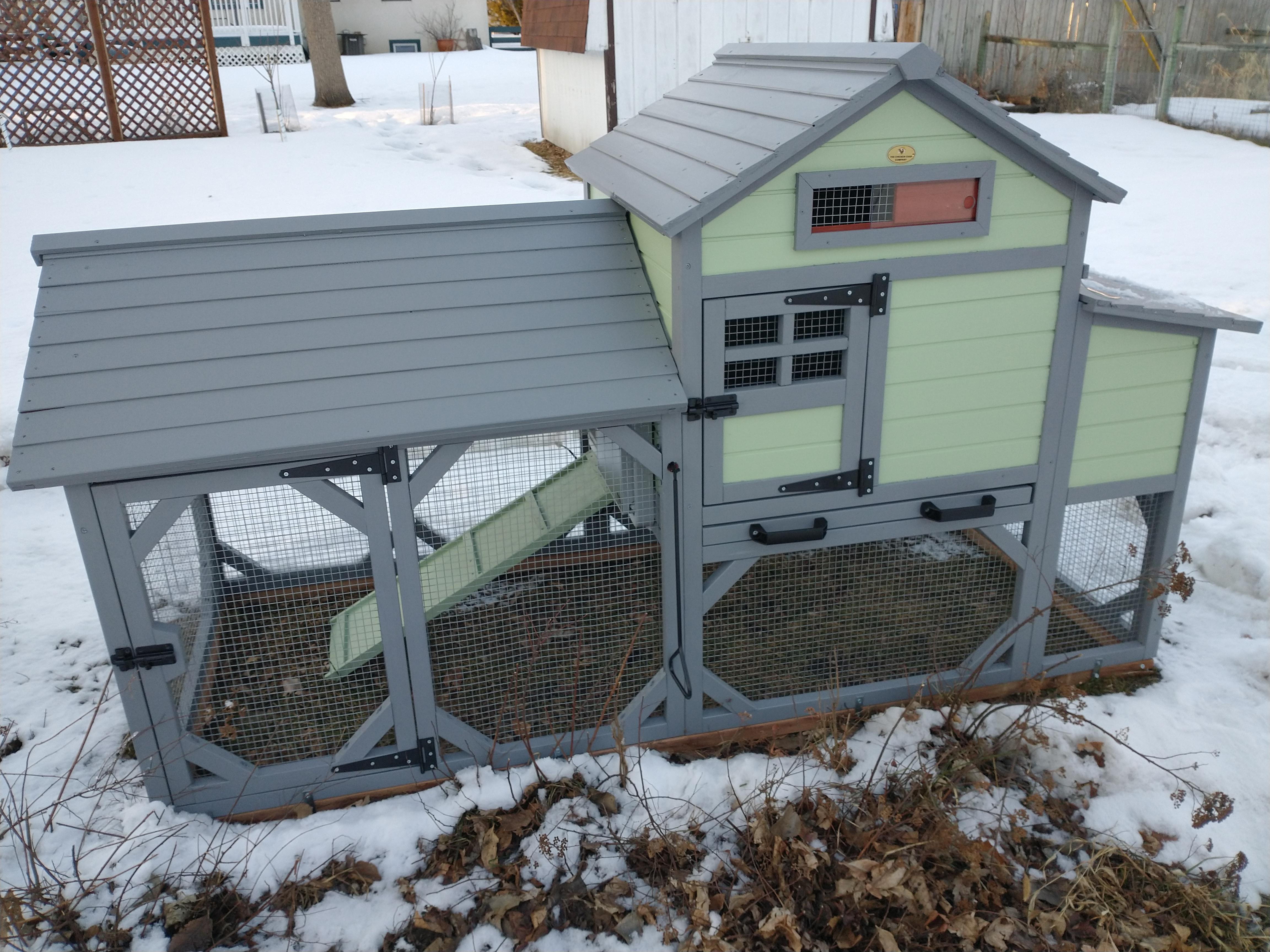 I finally finished painting and assembling my new chicken coop. I get