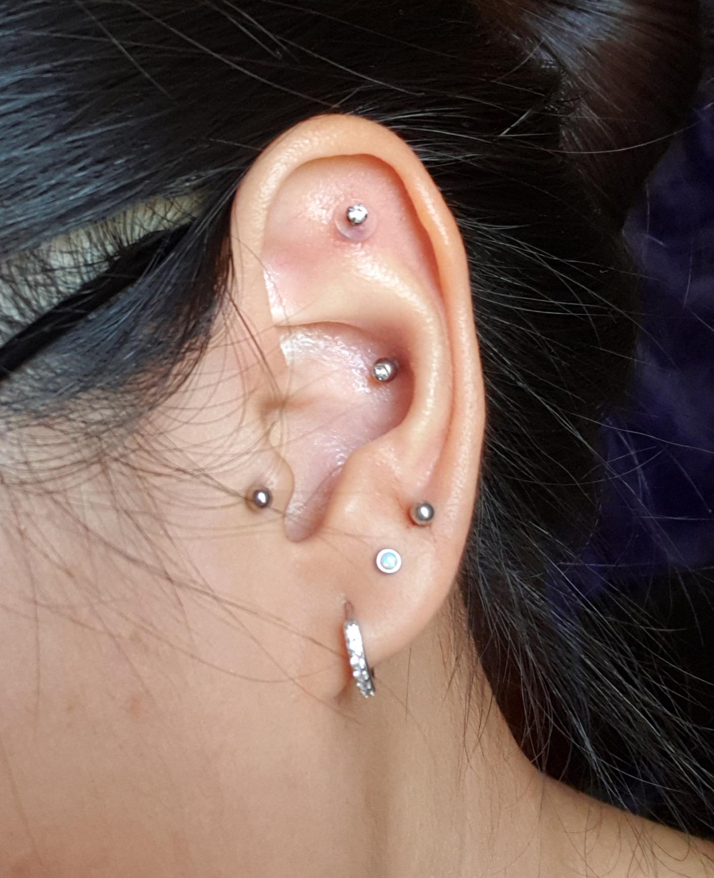 New third lobe and tragus! Losing sleep because i cant wear earplug
