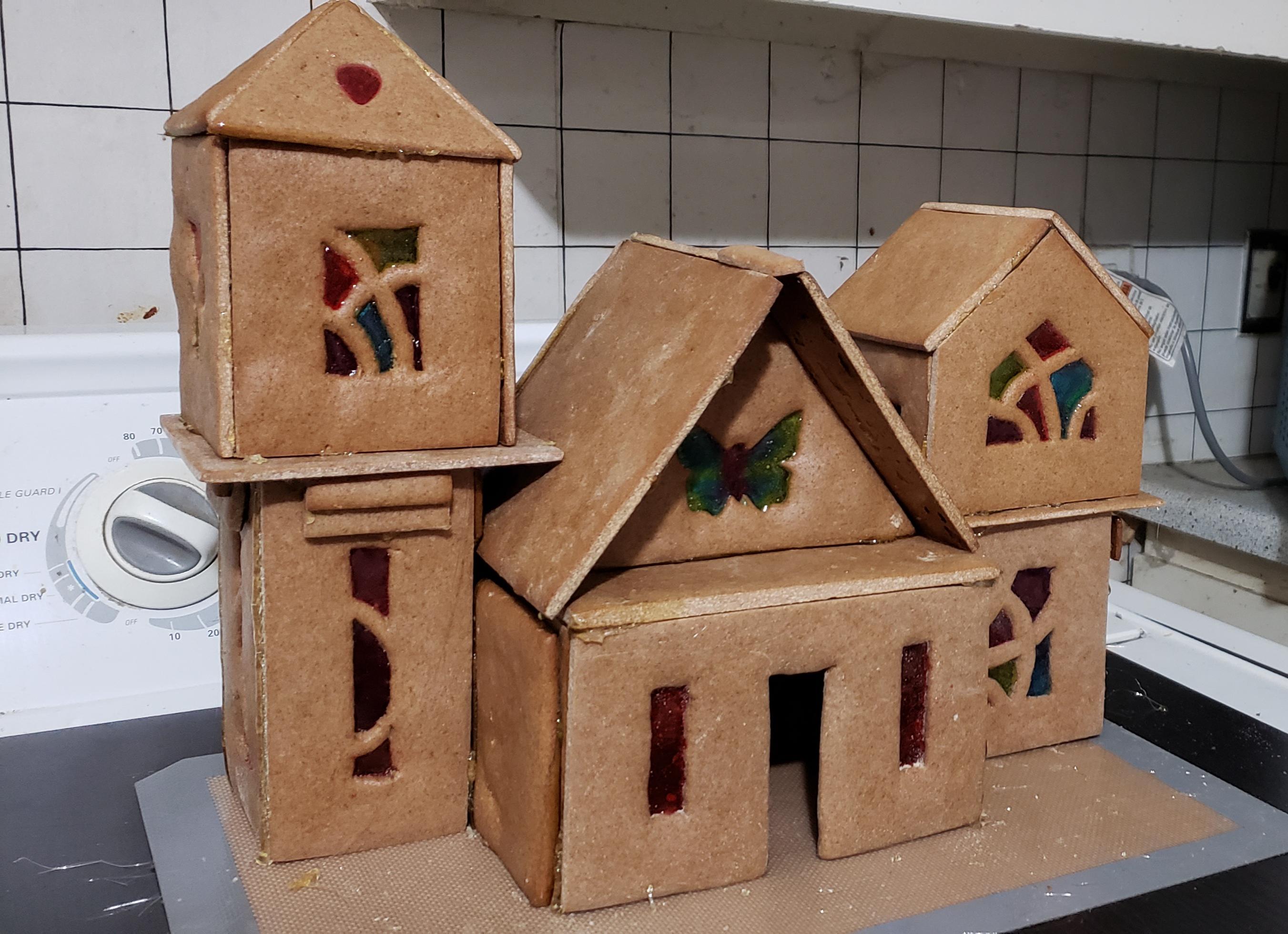 Made a stained glass gingerbread house r/Baking