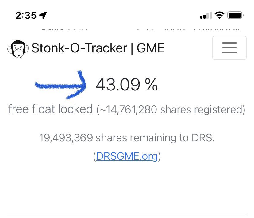 43.09 FREE FLOAT LOCKED r/Superstonk