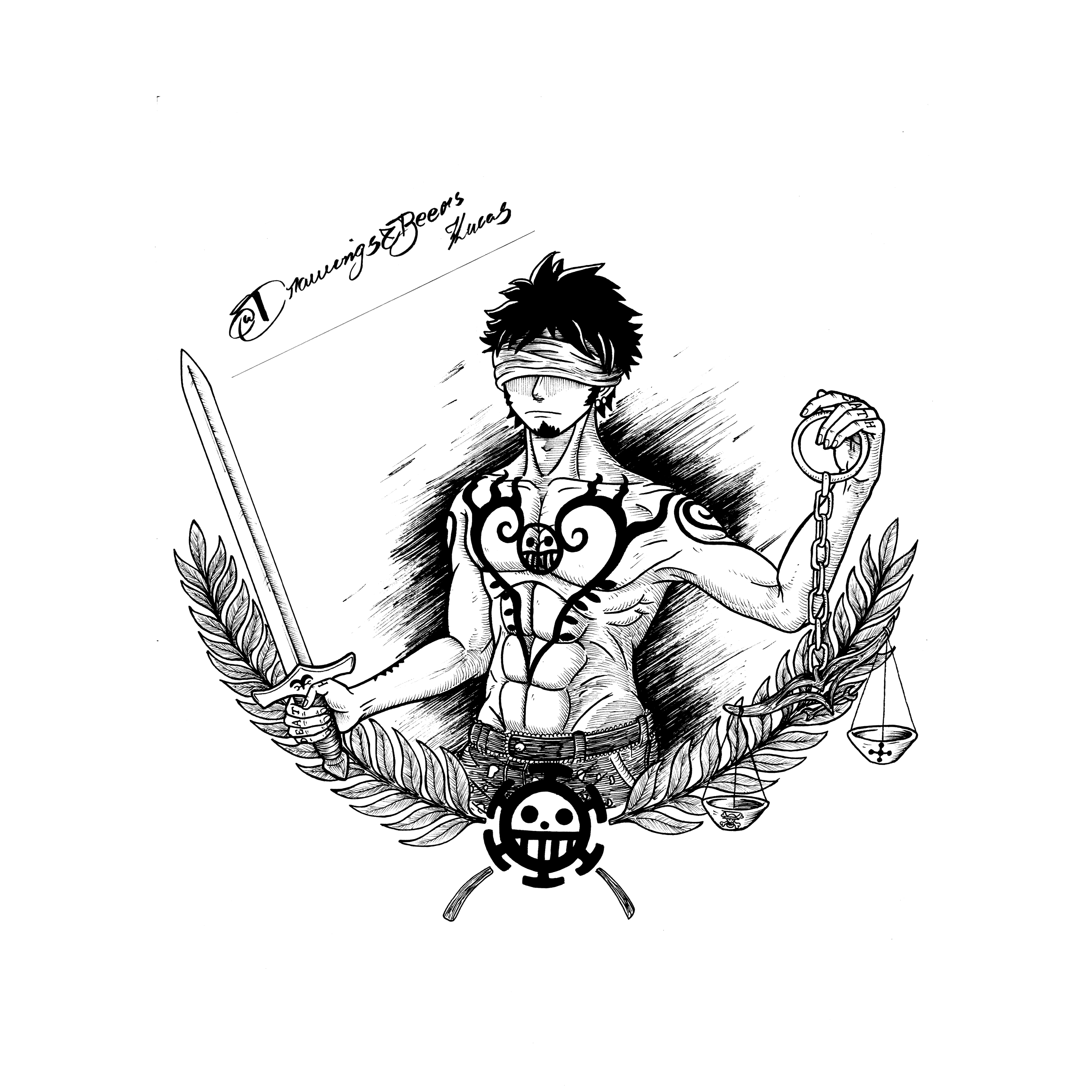 Trafalgar Law is the law! Drawing by me. r/OnePiece