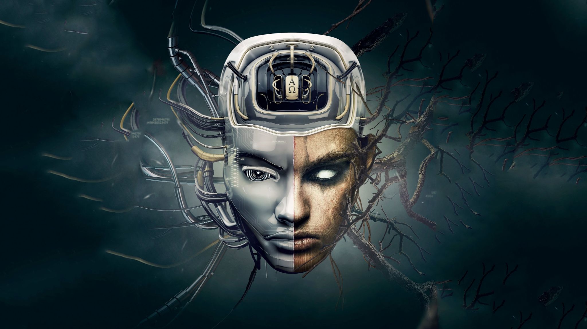 Wallpaper made out of the album art of Alpha Omega by Delete Followup