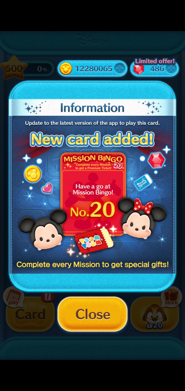 Tsum Bingo Card 14 Mission 25 Whoops looks like you to give your