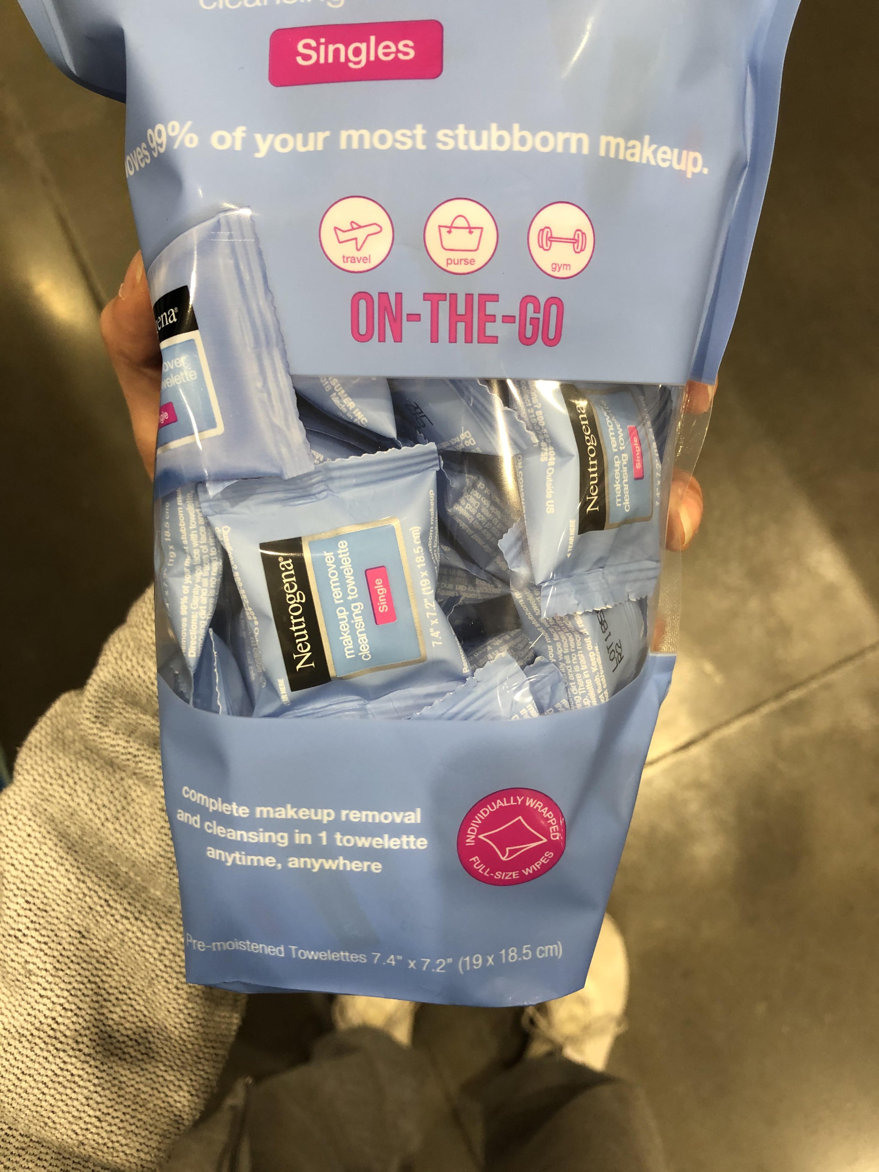 individually wrapped makeup wipes, because carrying more than one would
