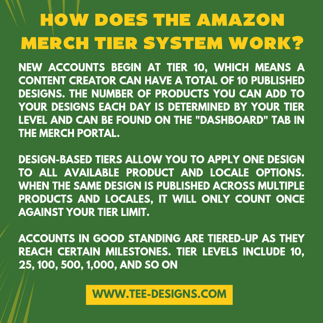 How does the AMAZON MERCH Tier System work? r/printondemand