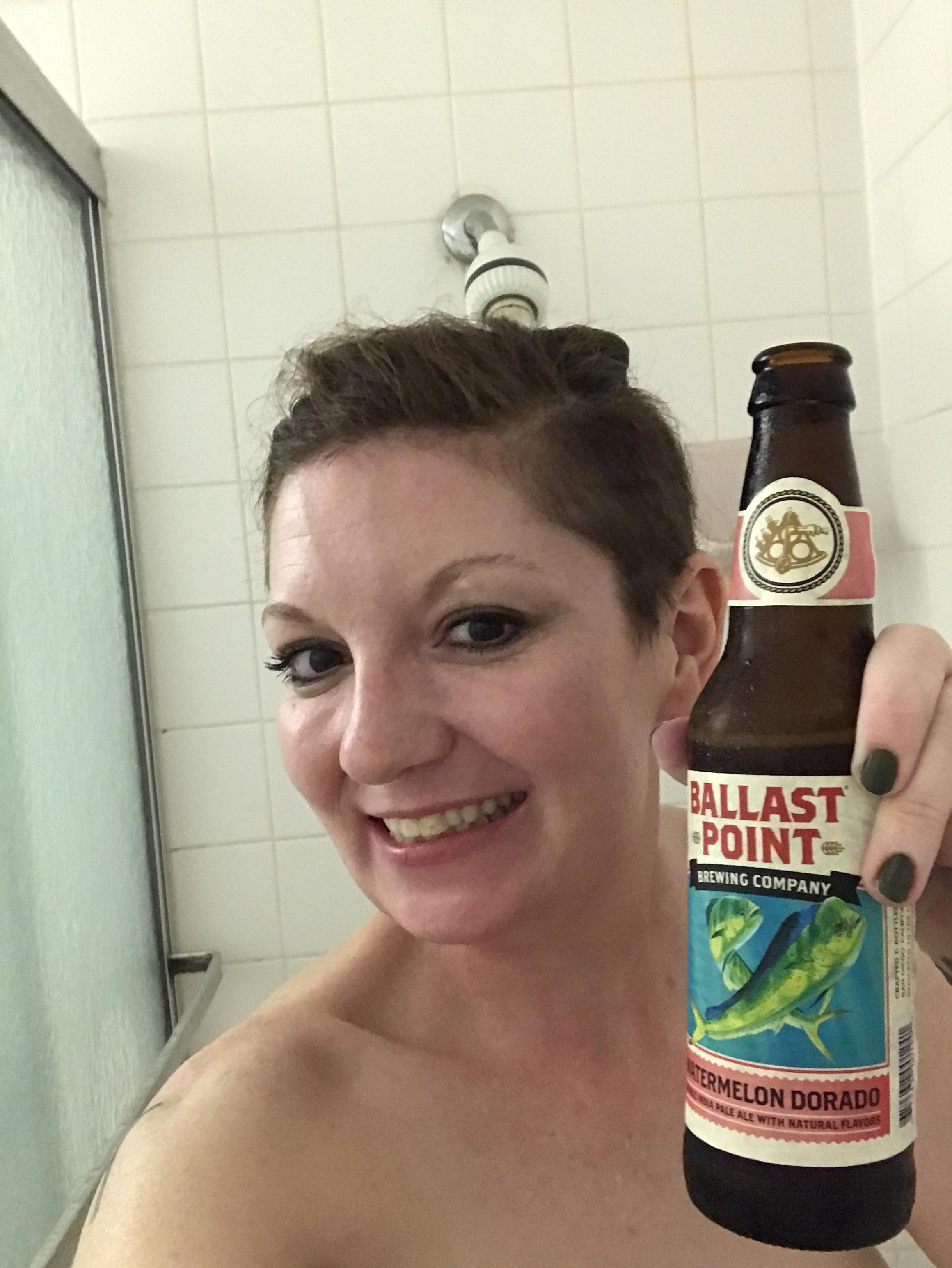 First shower beer after playing in my first roller derby bout since
