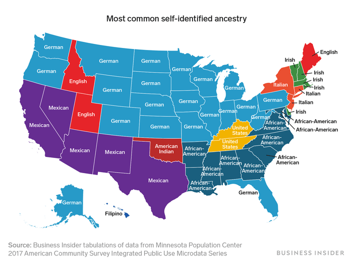 Most Common Ancestry in Each US State r/MapPorn