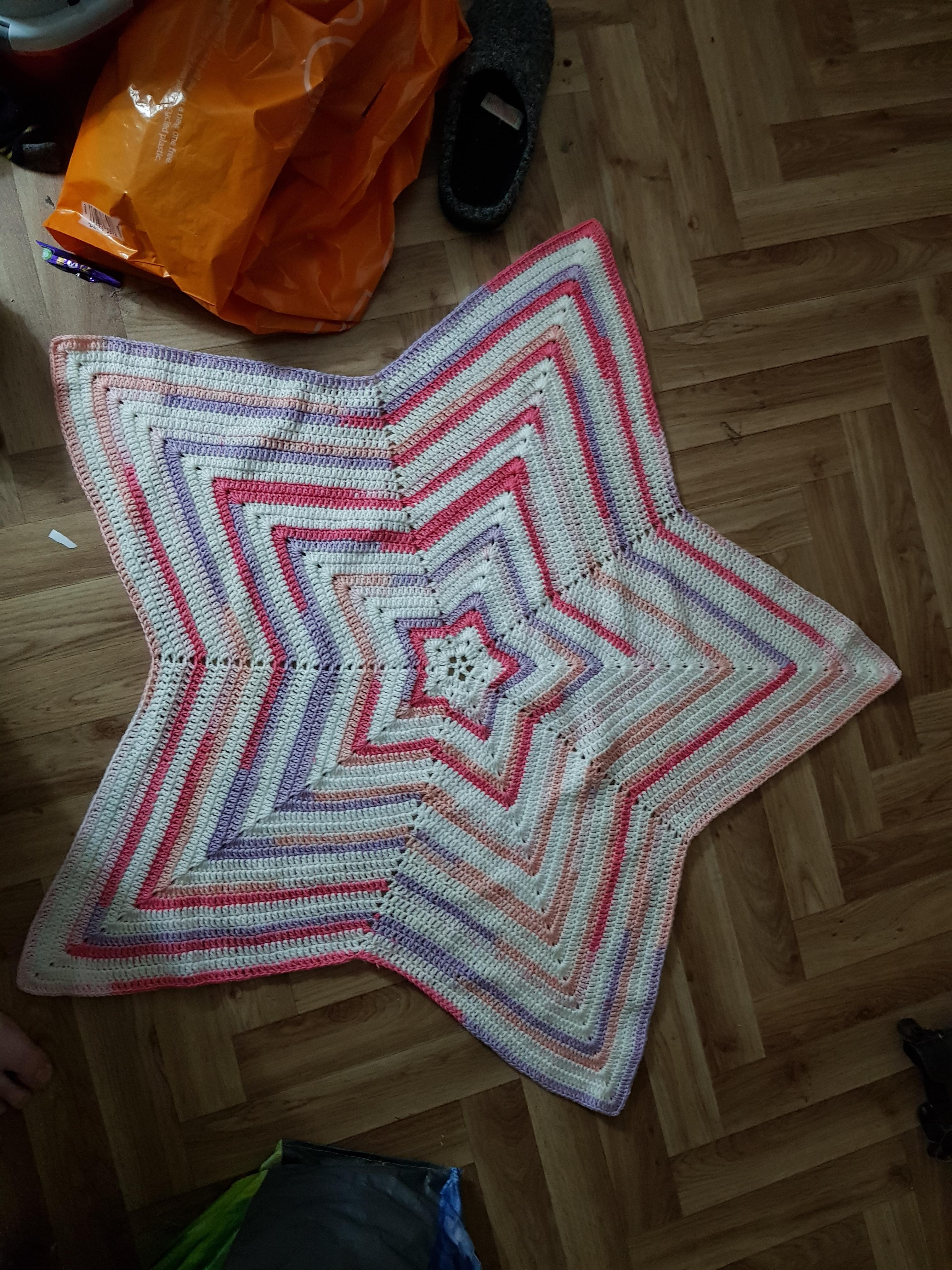 A star baby blanket, first star pattern I have ever done! r/crochet