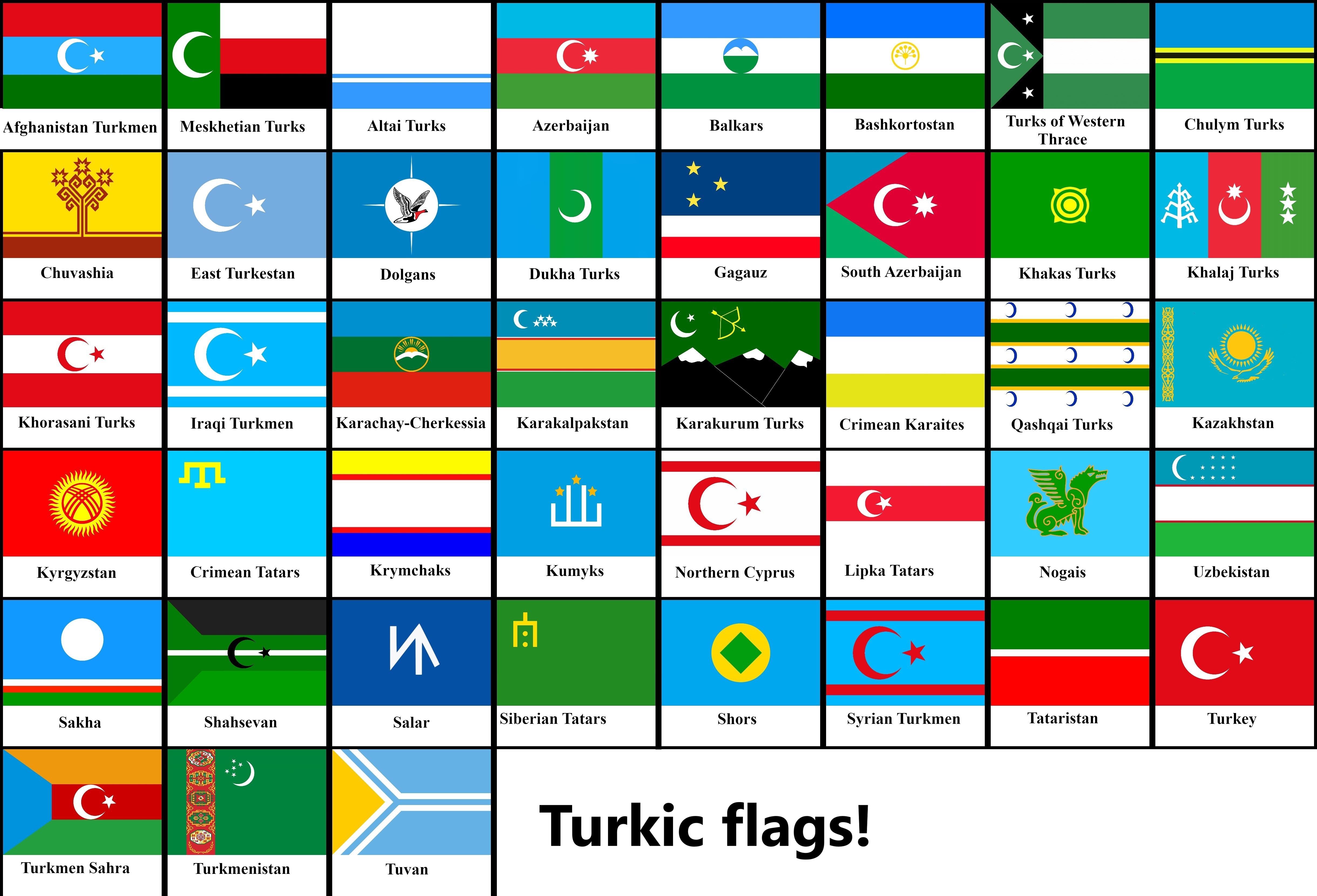 Those are all the flags of the diffrent turkic groups. I spend a lot of