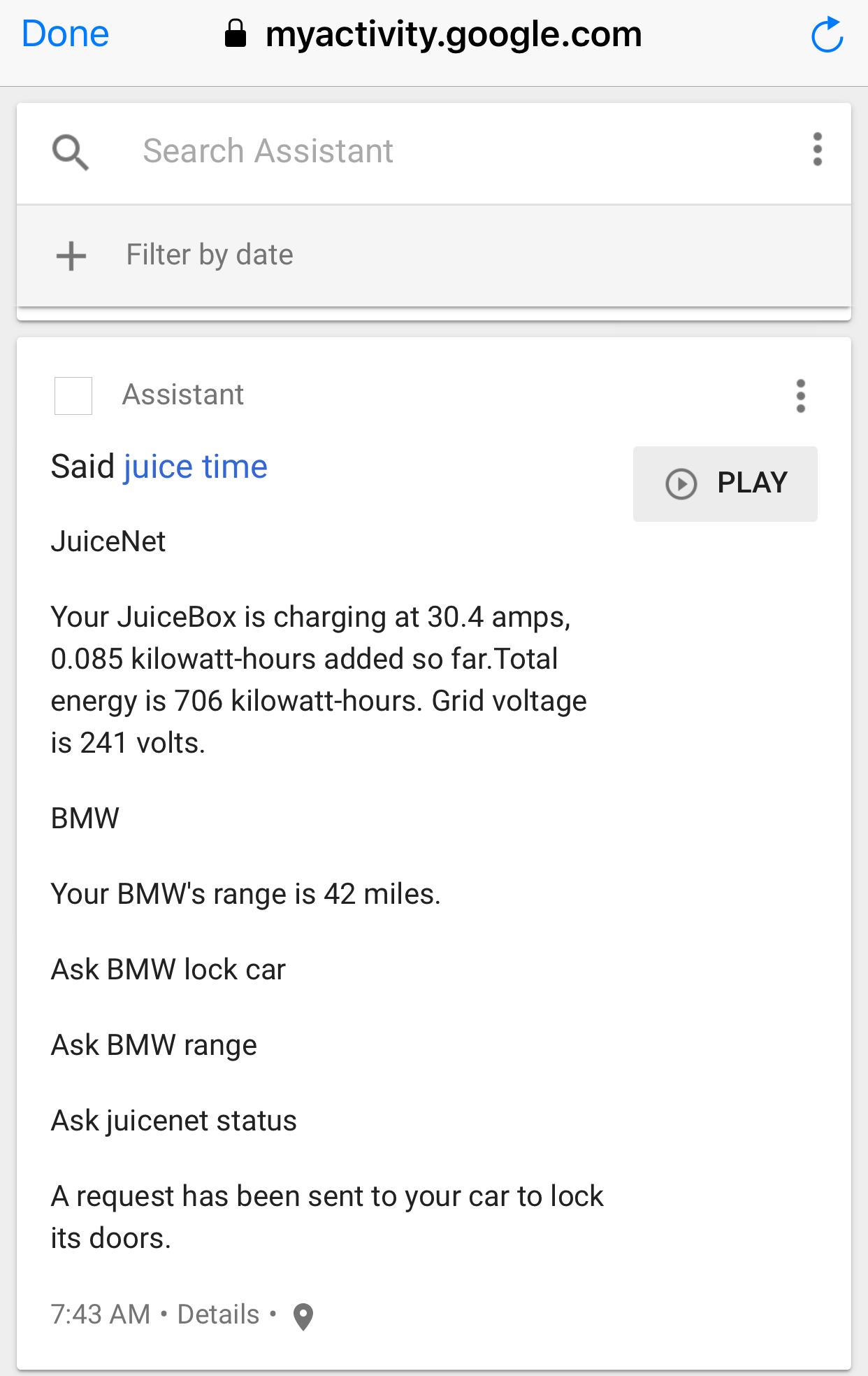 Google home routine for the i3 r/BMWi3