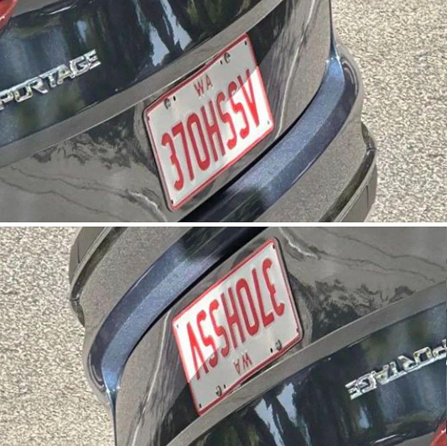 This license plate has a secret message (just turn it upside down) r