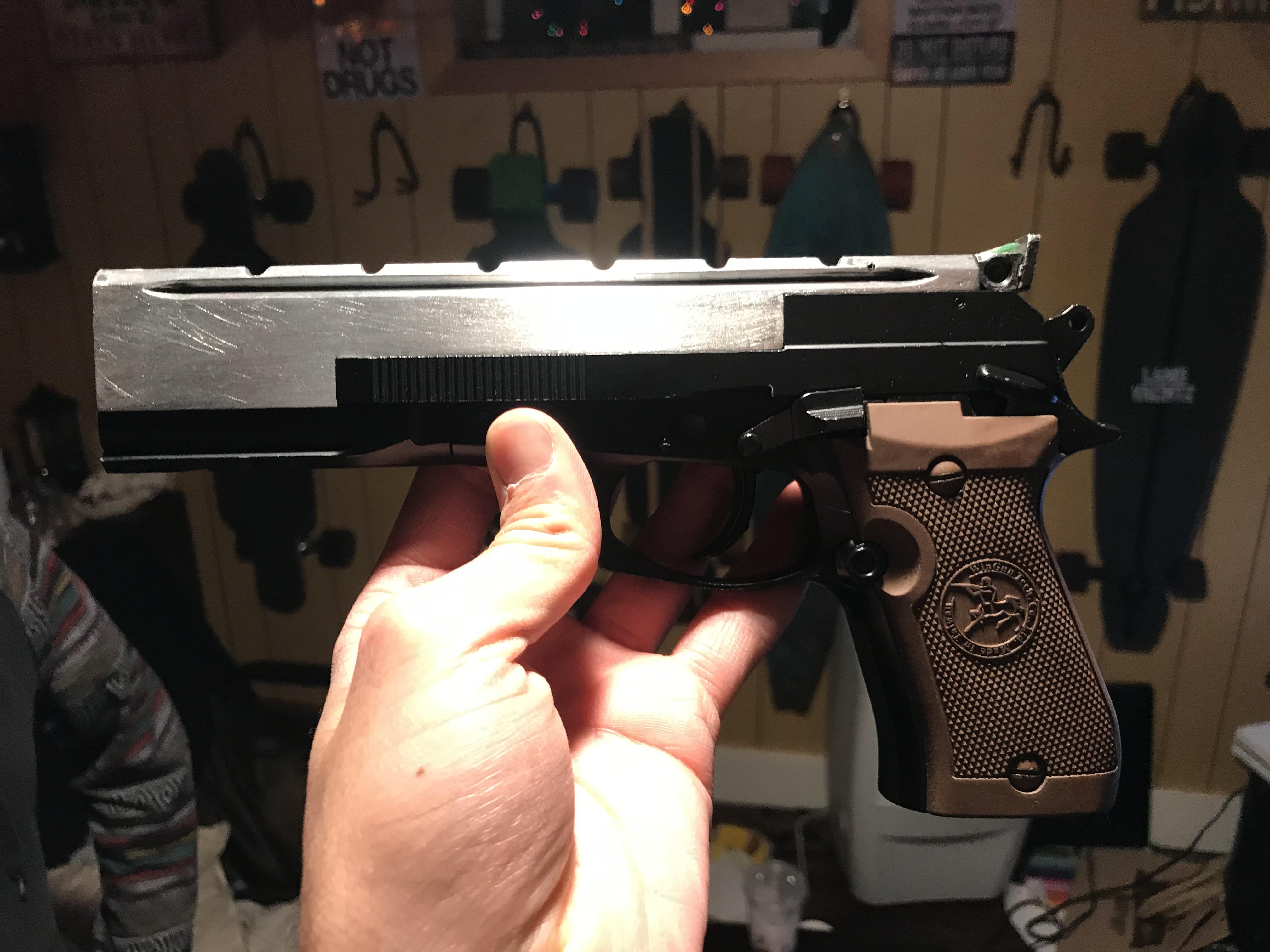 Customized my GBB pistol with a friend last night, turned out nicely