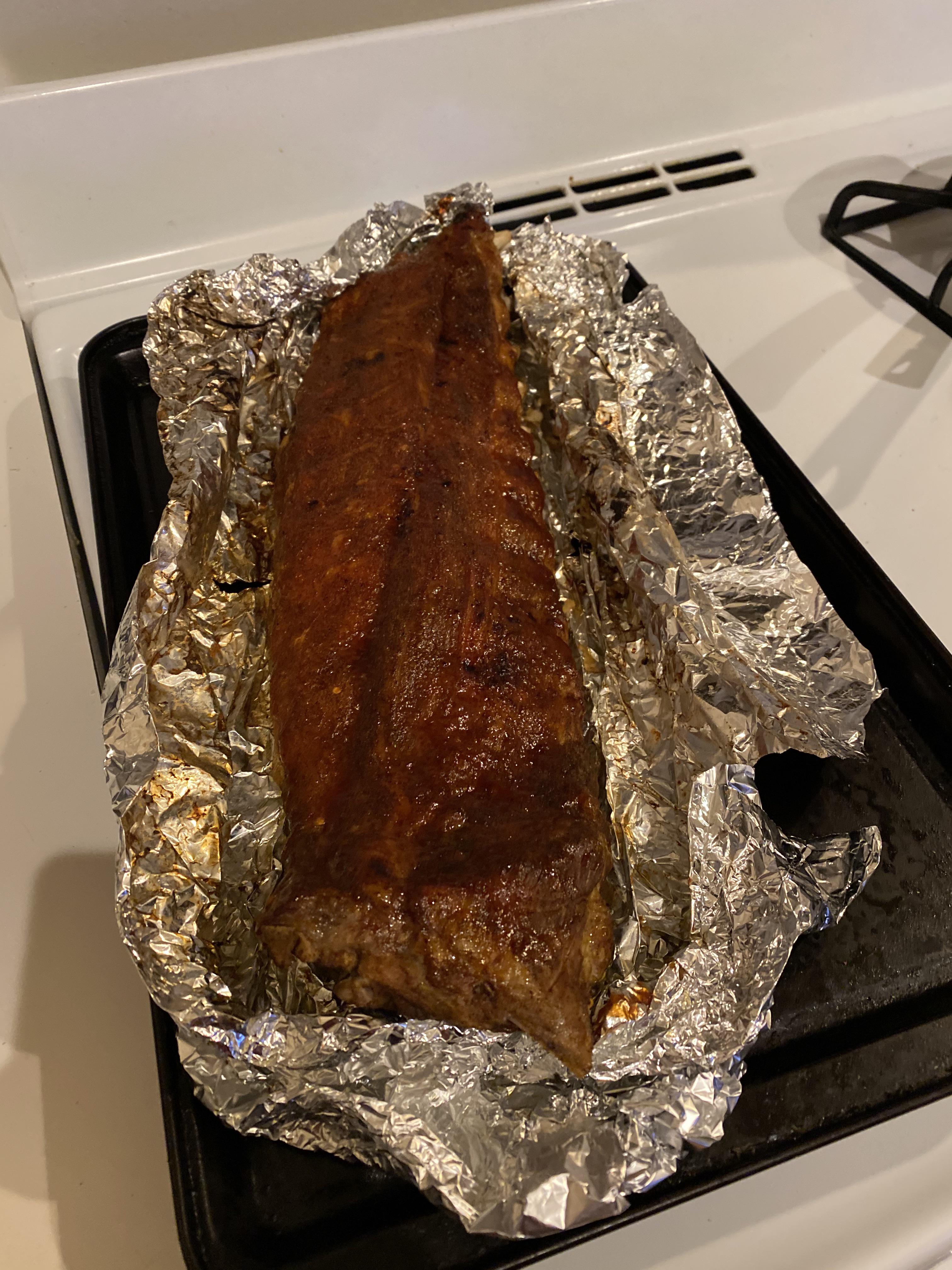 Oven braised ribs. That Alton Brown fella sure knows what he’s talking