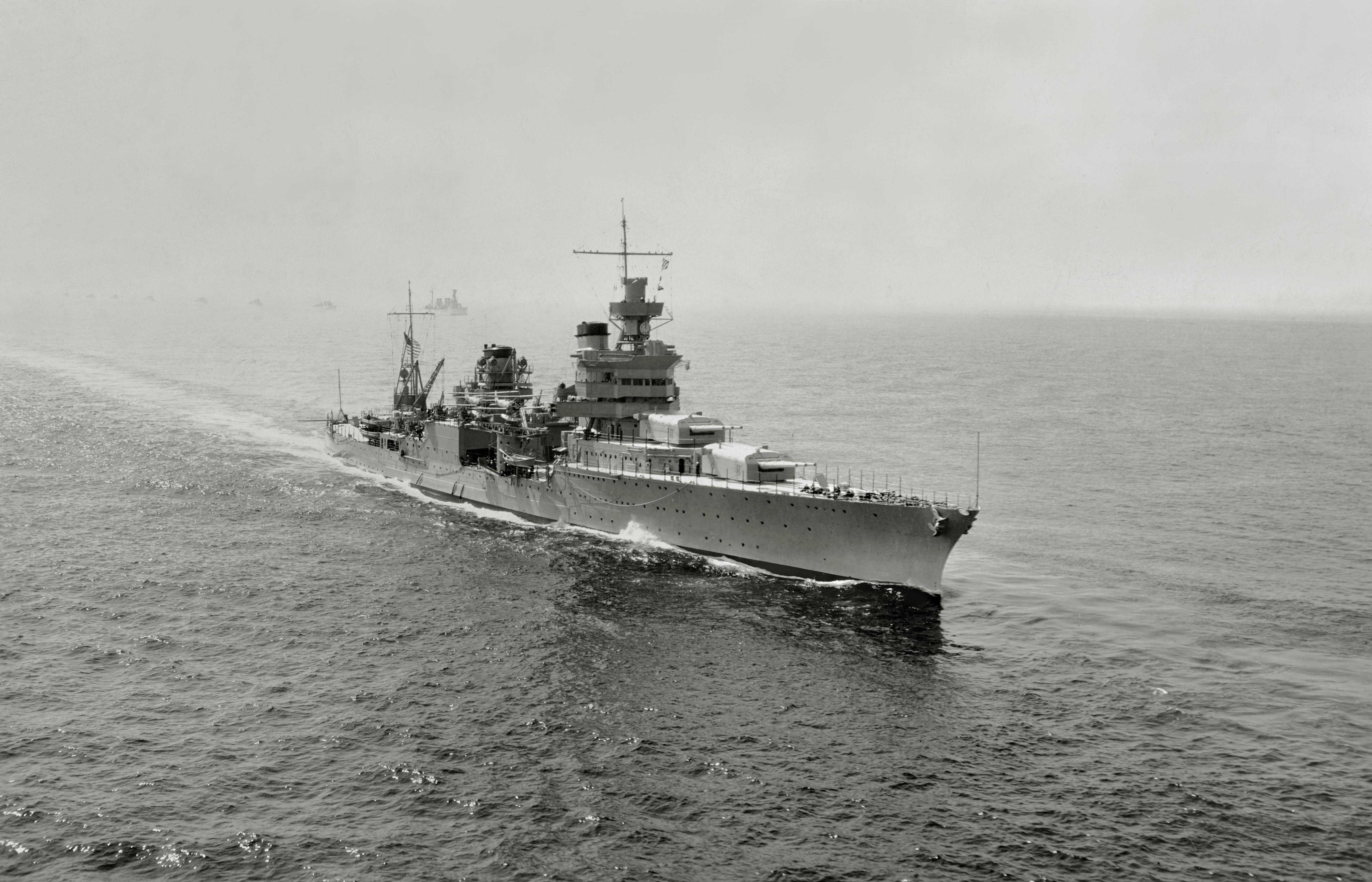The U.S. Navy heavy cruiser USS Indianapolis (CA35) underway in 1939