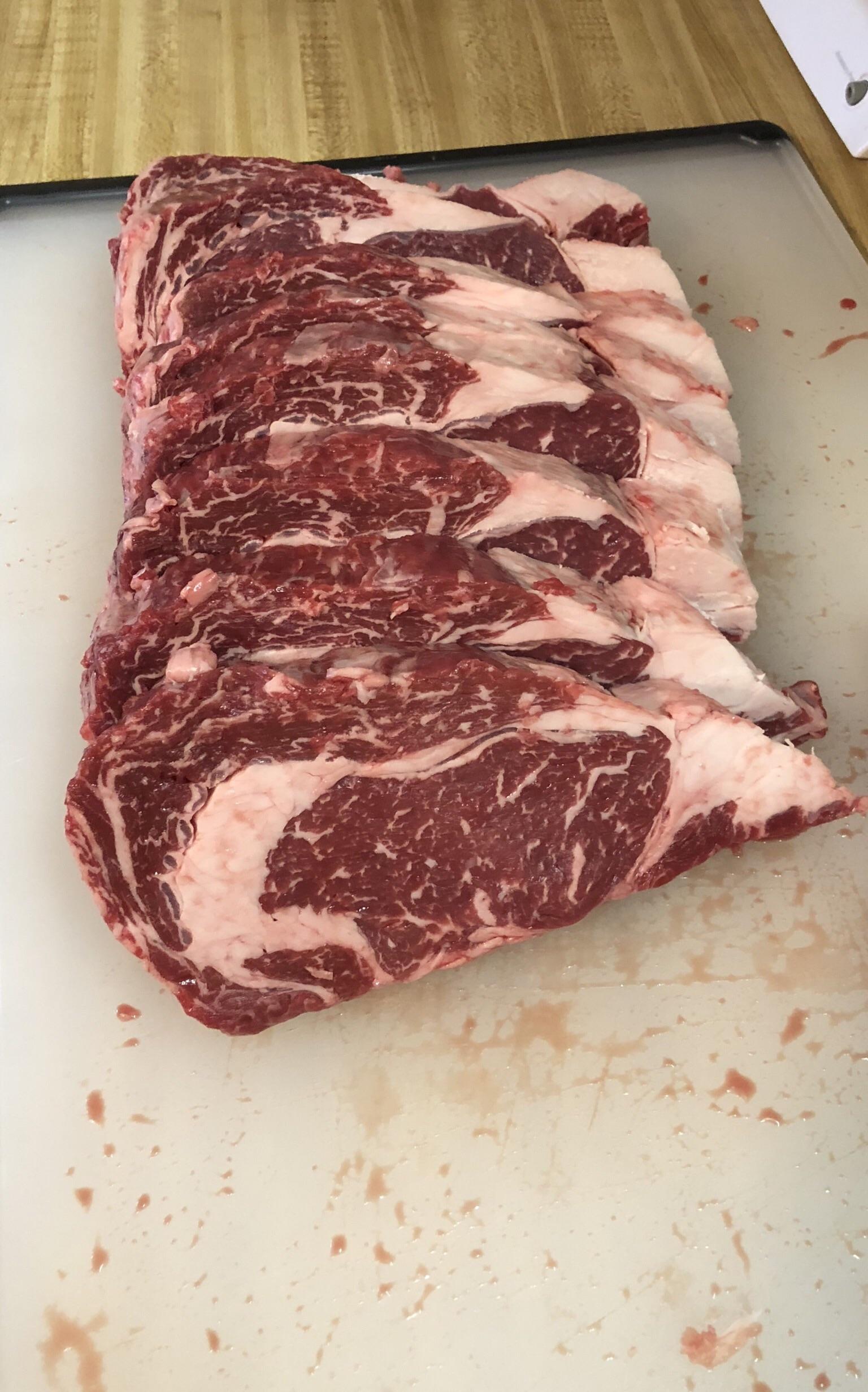 Leftovers after I cut a prime rib roast off of a whole ribeye. Prime