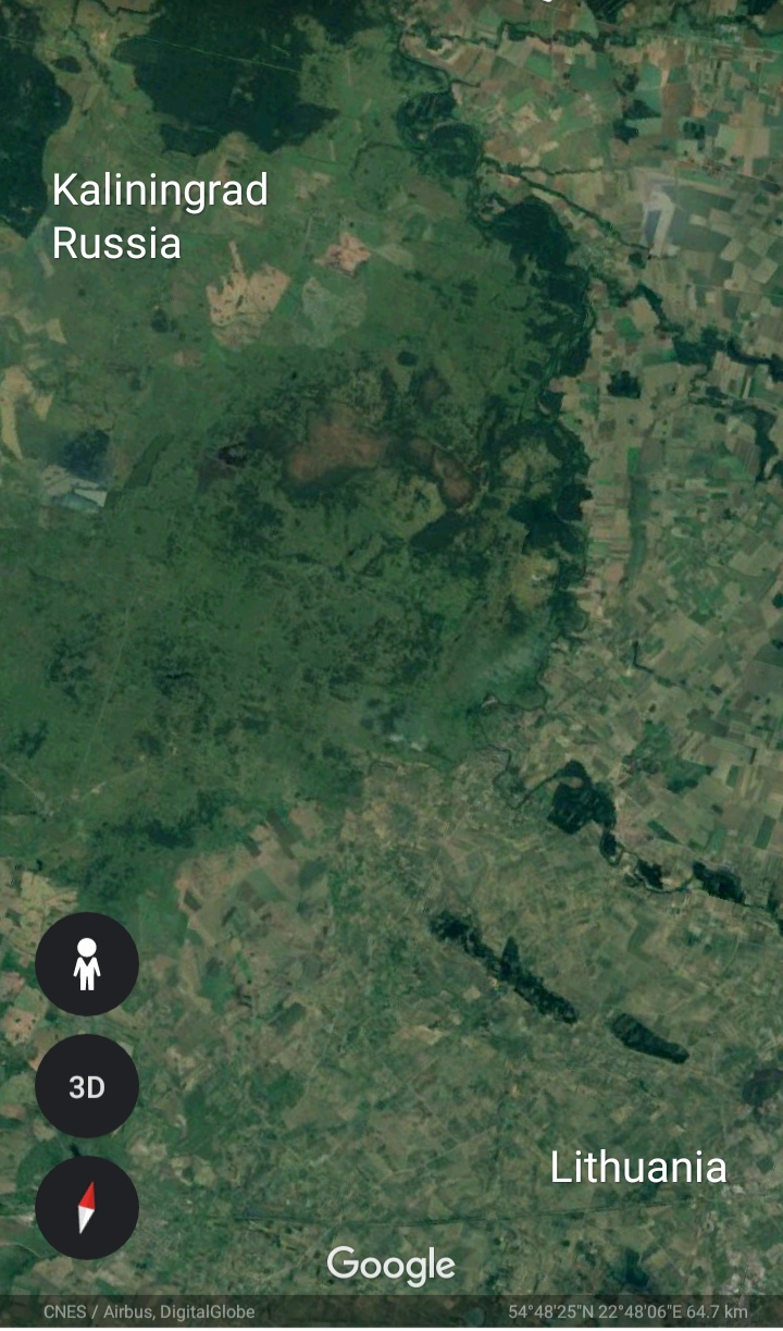 Border between Kaliningrad (Russia) and Lithuania from space