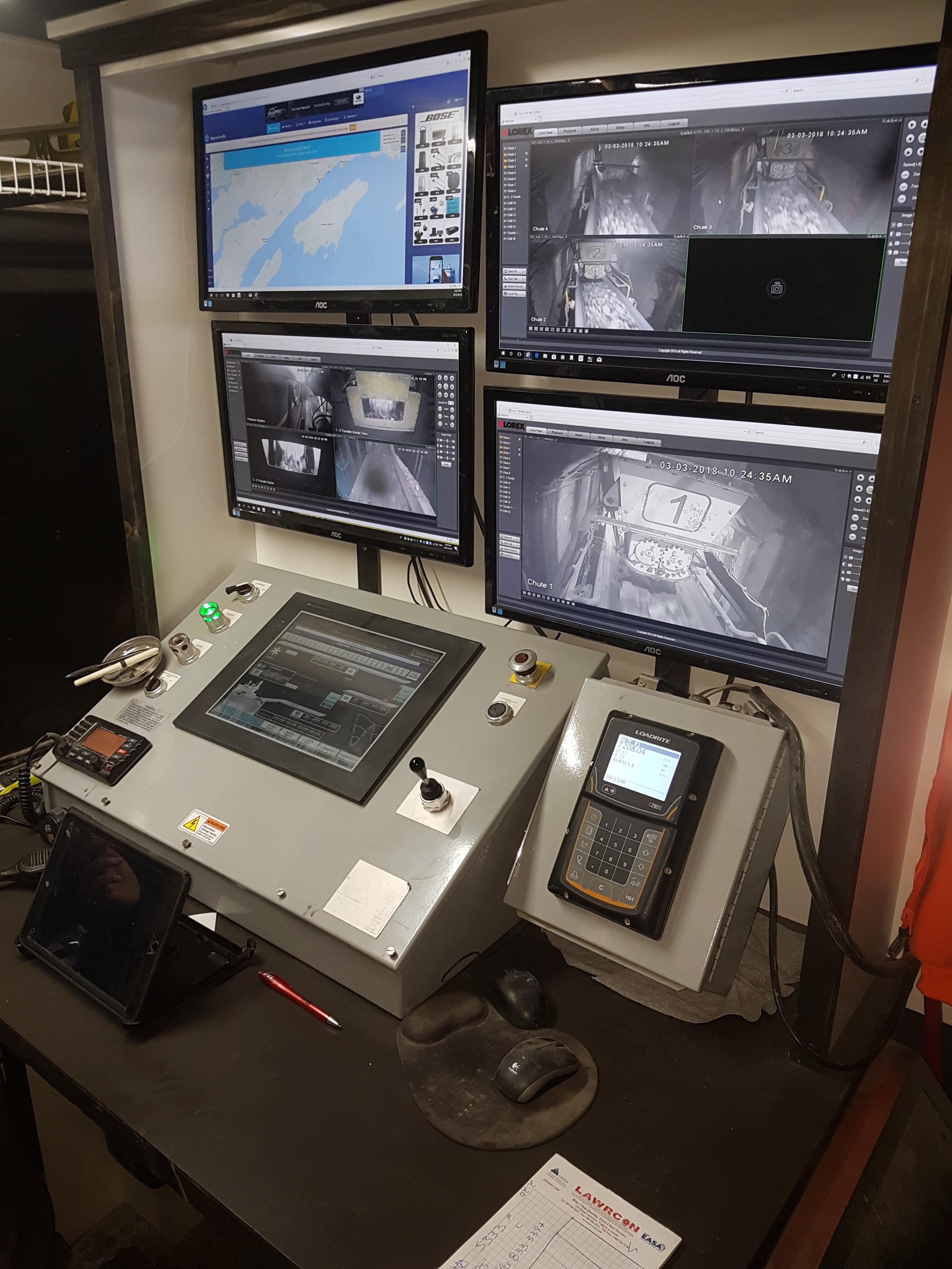 Not your typical gaming setup. Control system for a ship loader running