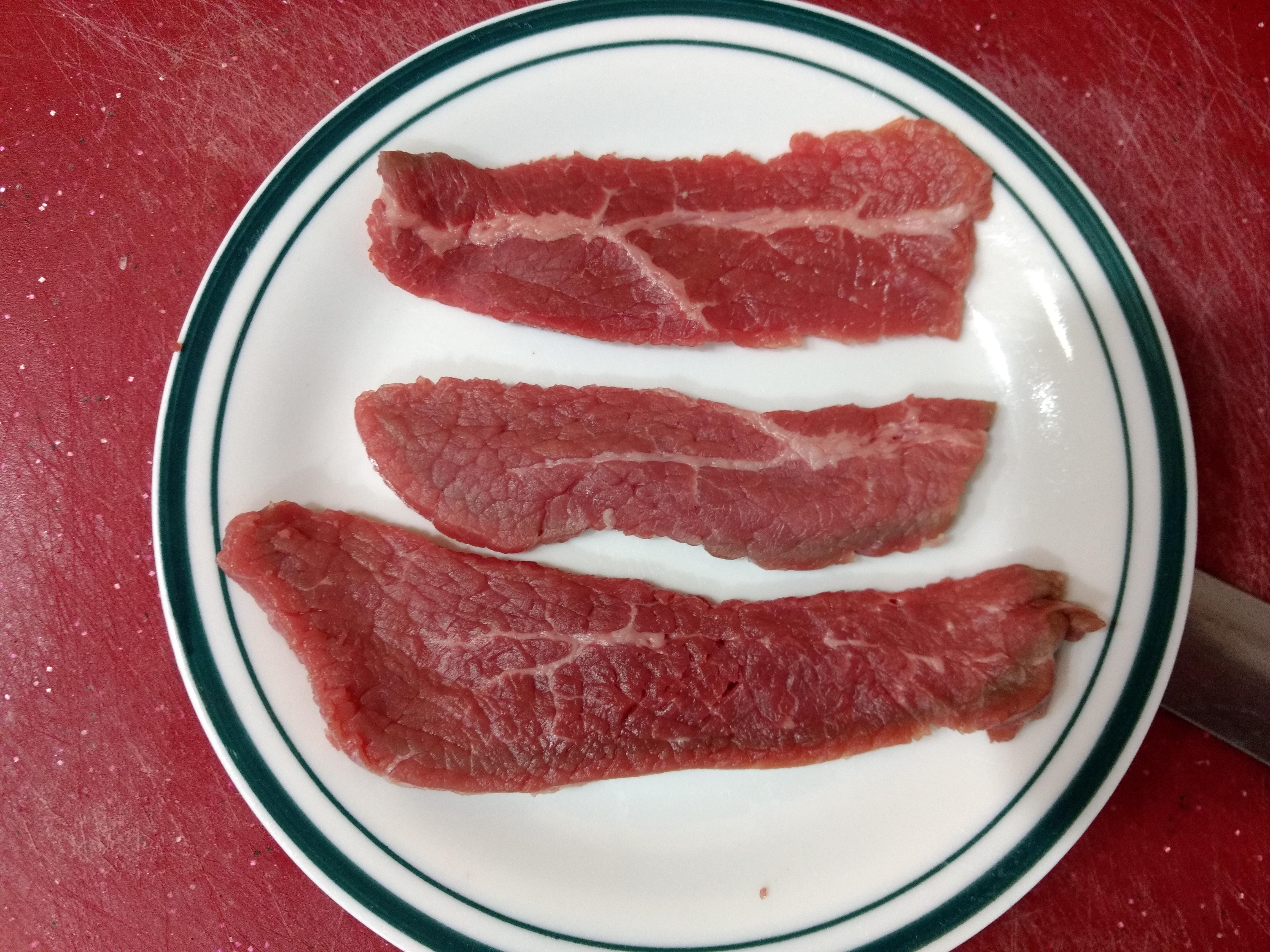 Newbie question Slicing beef eye round roast, is this too much fat, or