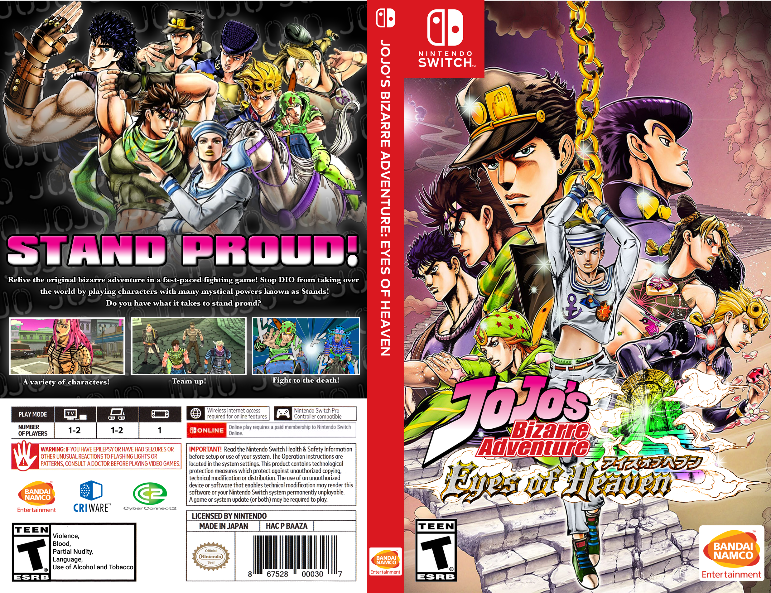 JoJo's Bizarre Adventure Eyes of Heaven (Custom Nintendo Switch Box
