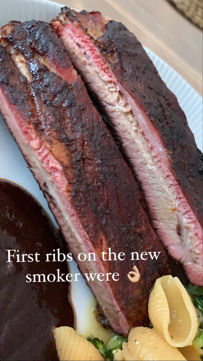 Side ribs coated with Meat Church Hot Hog and smoked unwrapped at 225