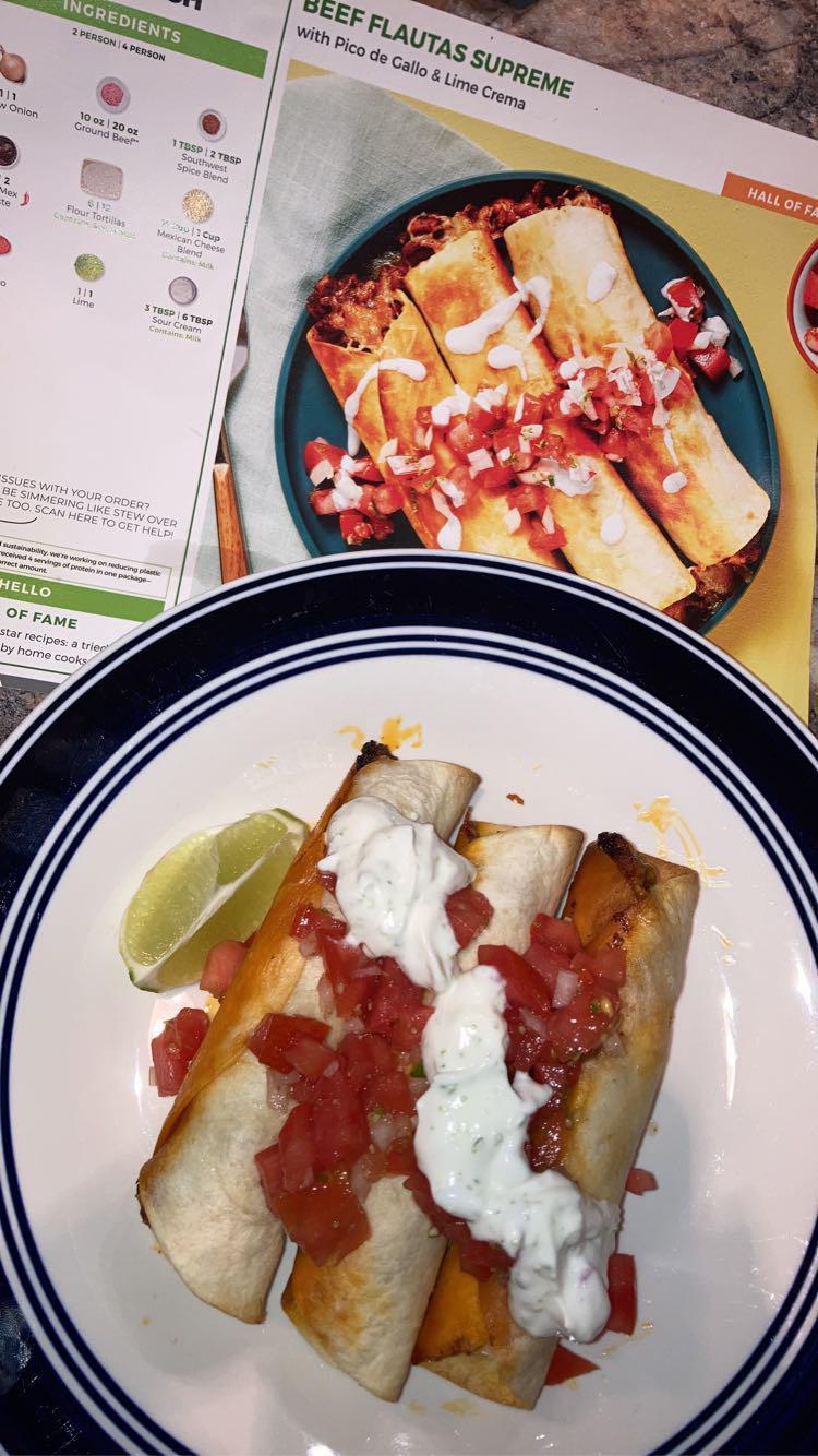 Beef Flautas Supreme 10/10 hellofresh