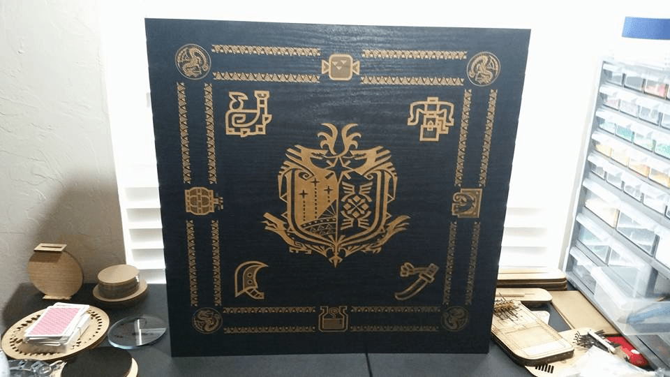 Laser engraved an end table of an PC game coming out in a few