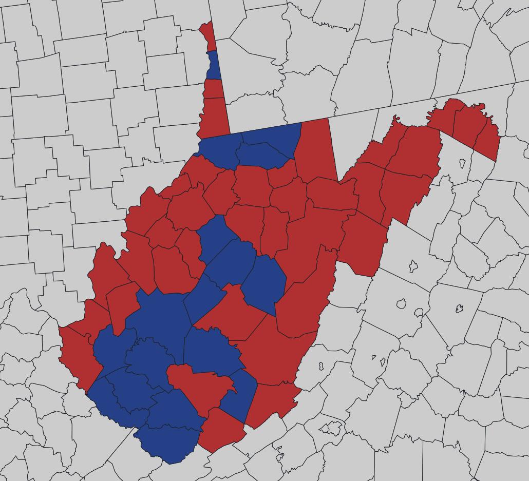 West Virginia political party registration by county (Dec 2023) r