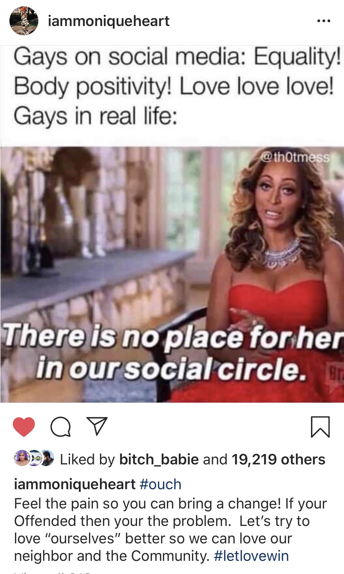 Monique Heart and inclusion in the LGBT community. Reposted from