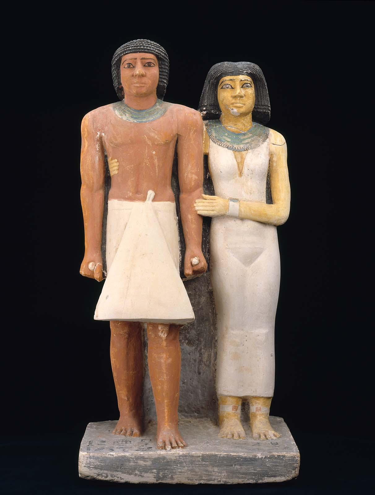 Pair statue of Ptahkhenuwy and his wife, Egyptian, Old Kingdom, 2465