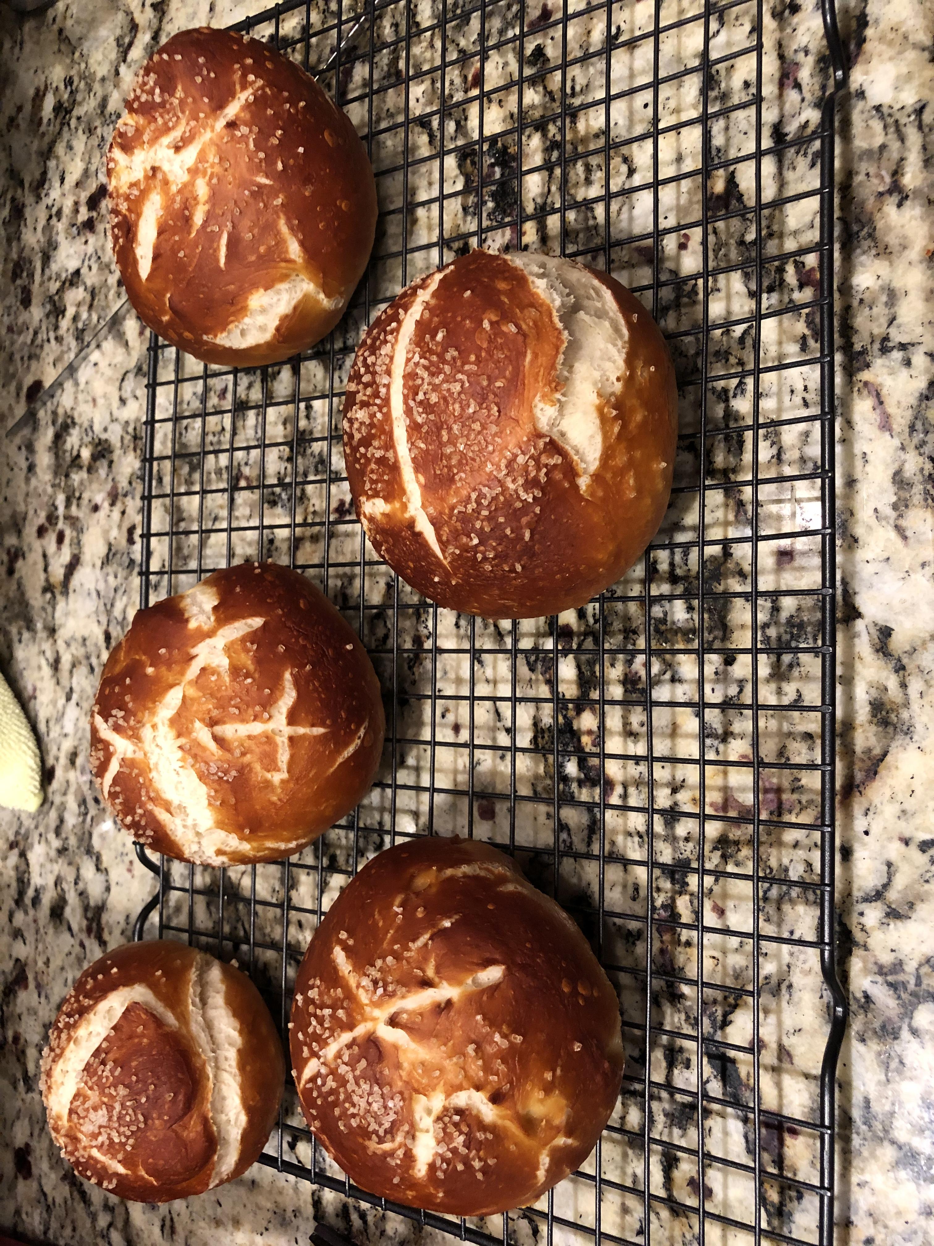 I made lye pretzel buns! First time working with foodgrade lye