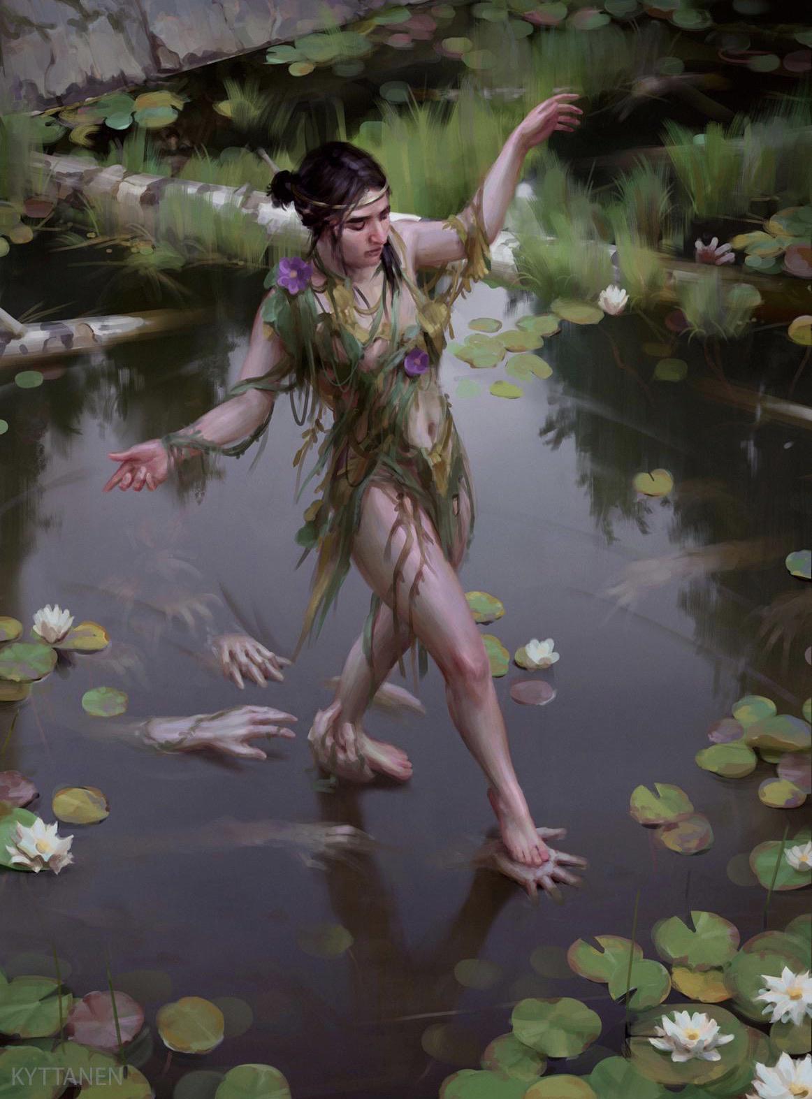 Painting of a woman walking on a pond r/oddlyterrifying