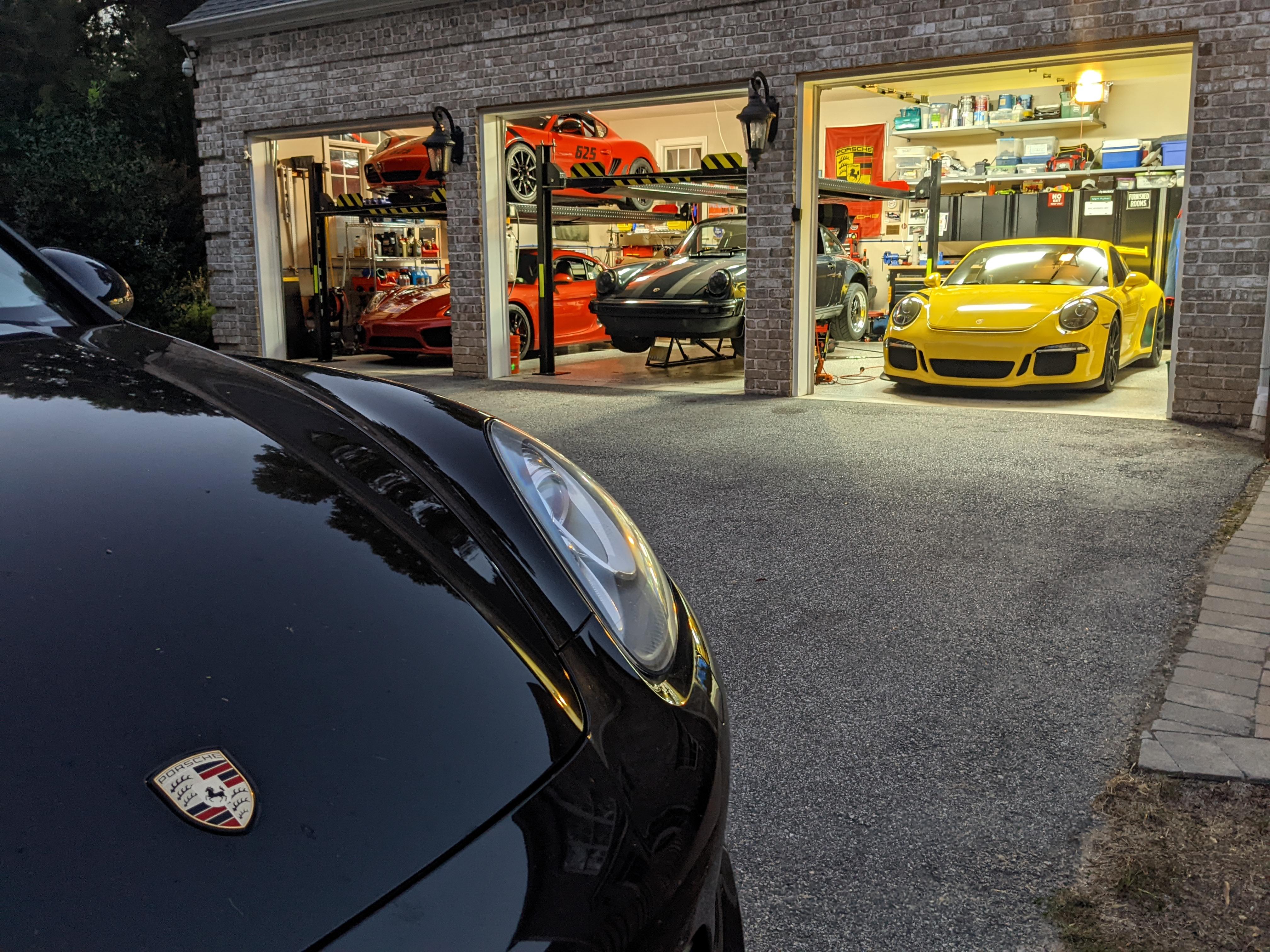 Putting them to bed for the night. The Cayenne diesel stays out to