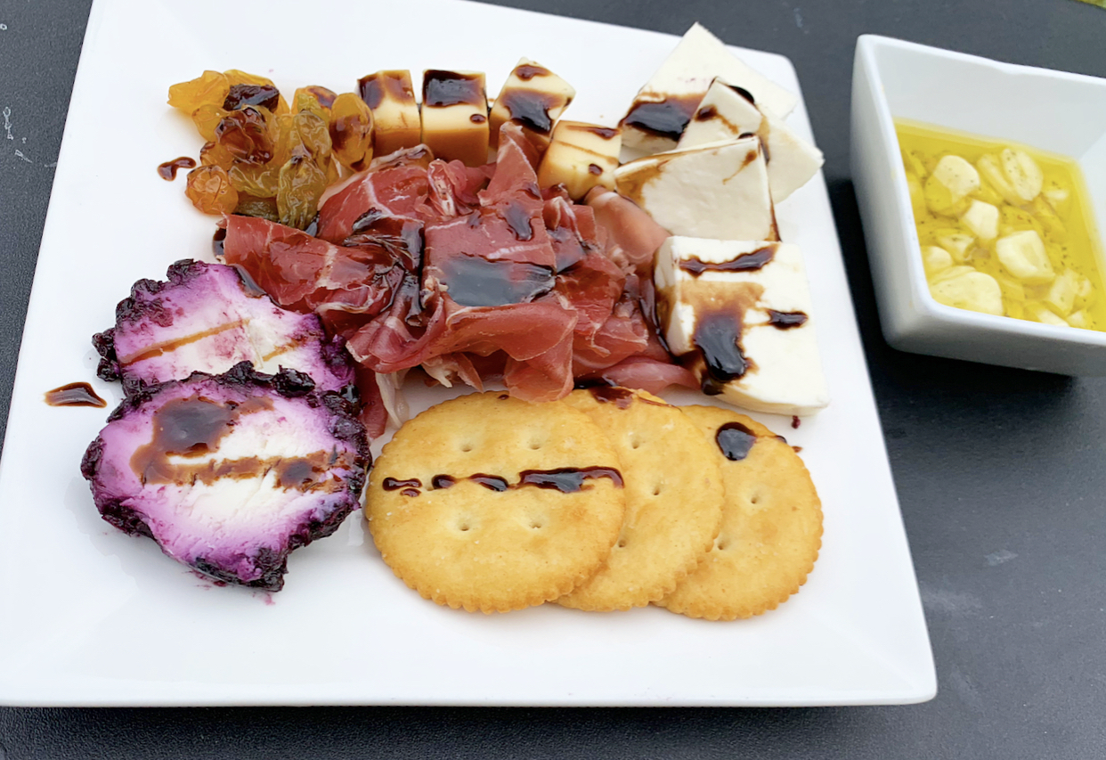 Student Snack Smoked Gruyere, Buffalo Mozzarella, Blueberry Goat