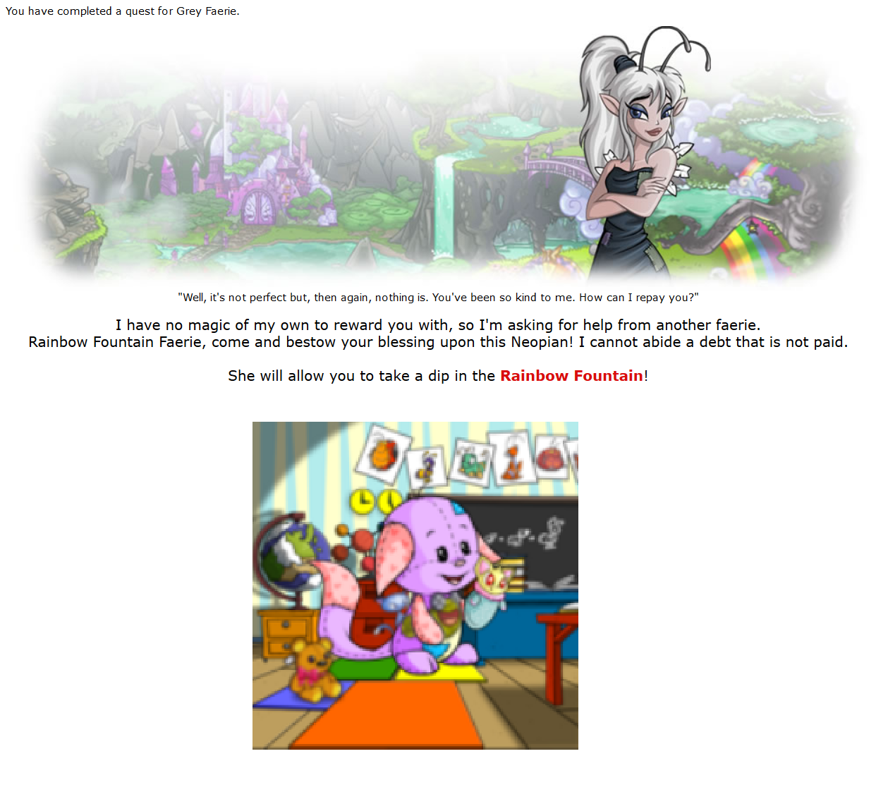 I got a grey faerie quest today ^_^ r/neopets