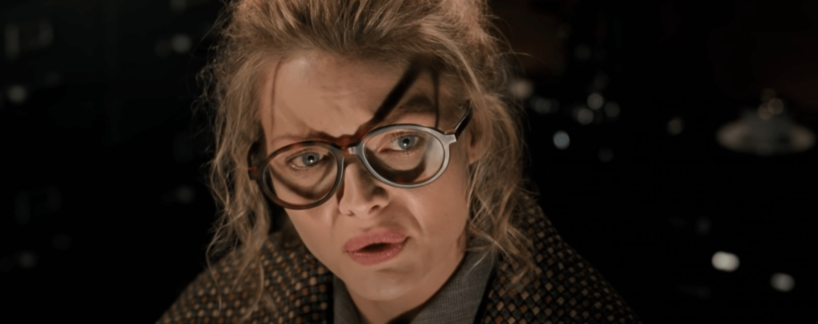 Batman Returns, 1992 Selina's eyeglasses shadow project the Catwoman