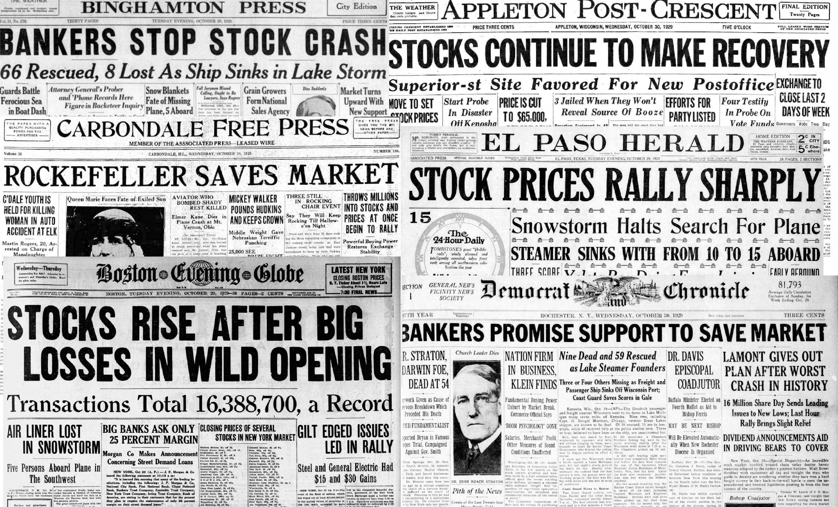 For perspective, news headlines the evening of Black Tuesday 10/29/29