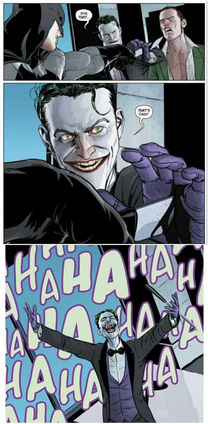 Joker stops Batman from killing Riddler joker