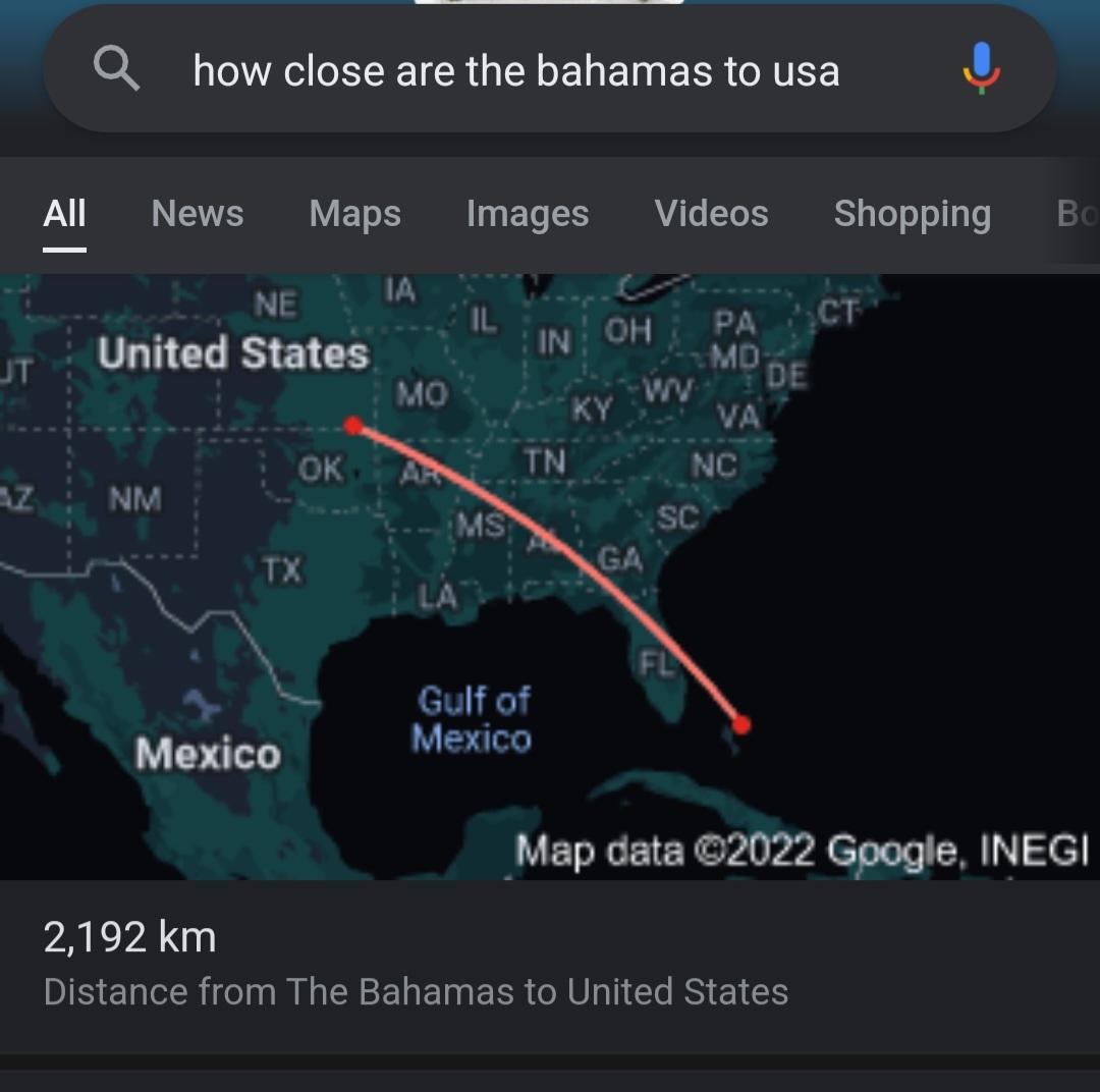 The closest place to the bahamas in the USA is actually kansas r